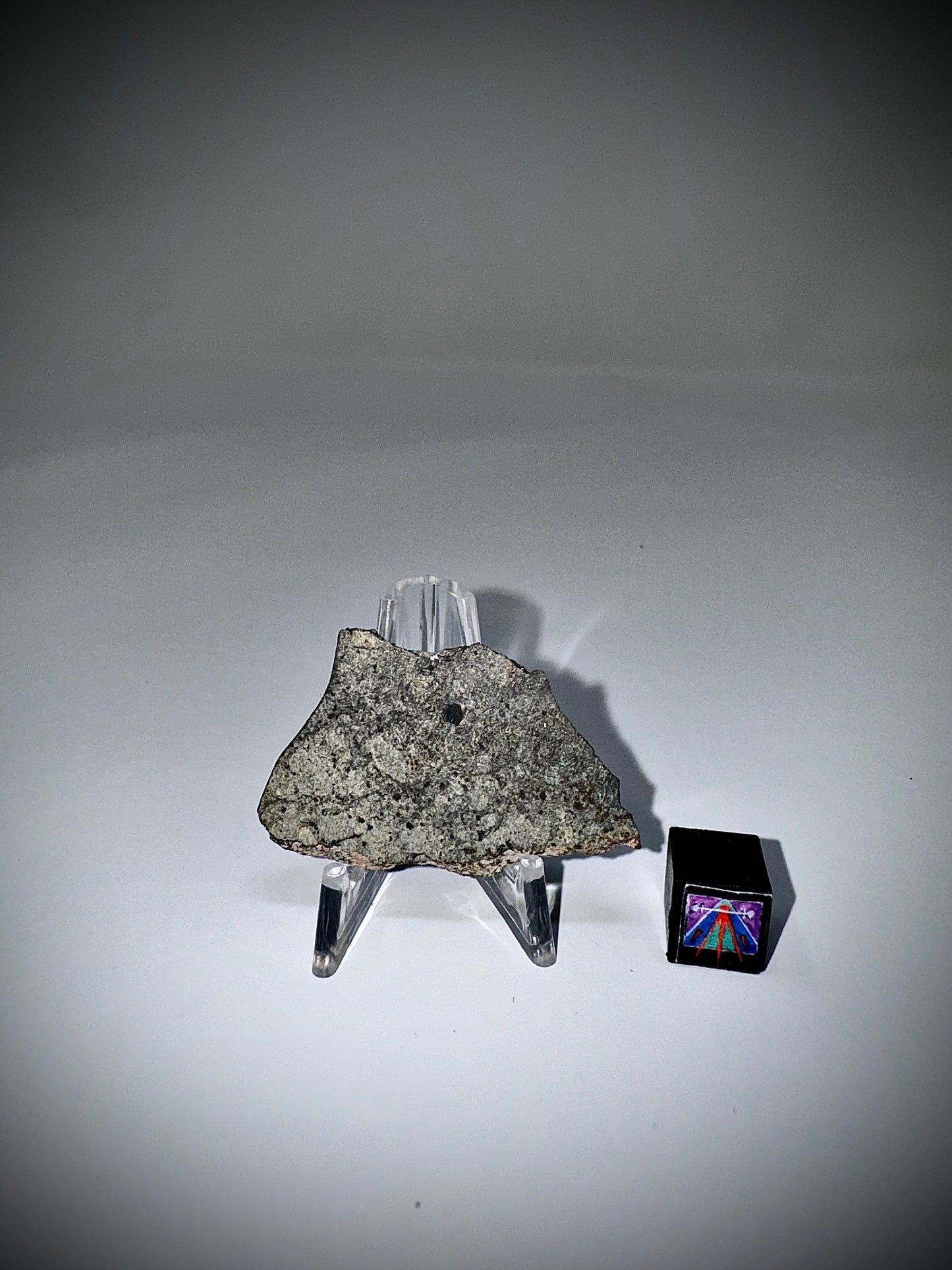 NWA 15953 Diogenite Meteorite - 7.0g - with jet black crust on side!