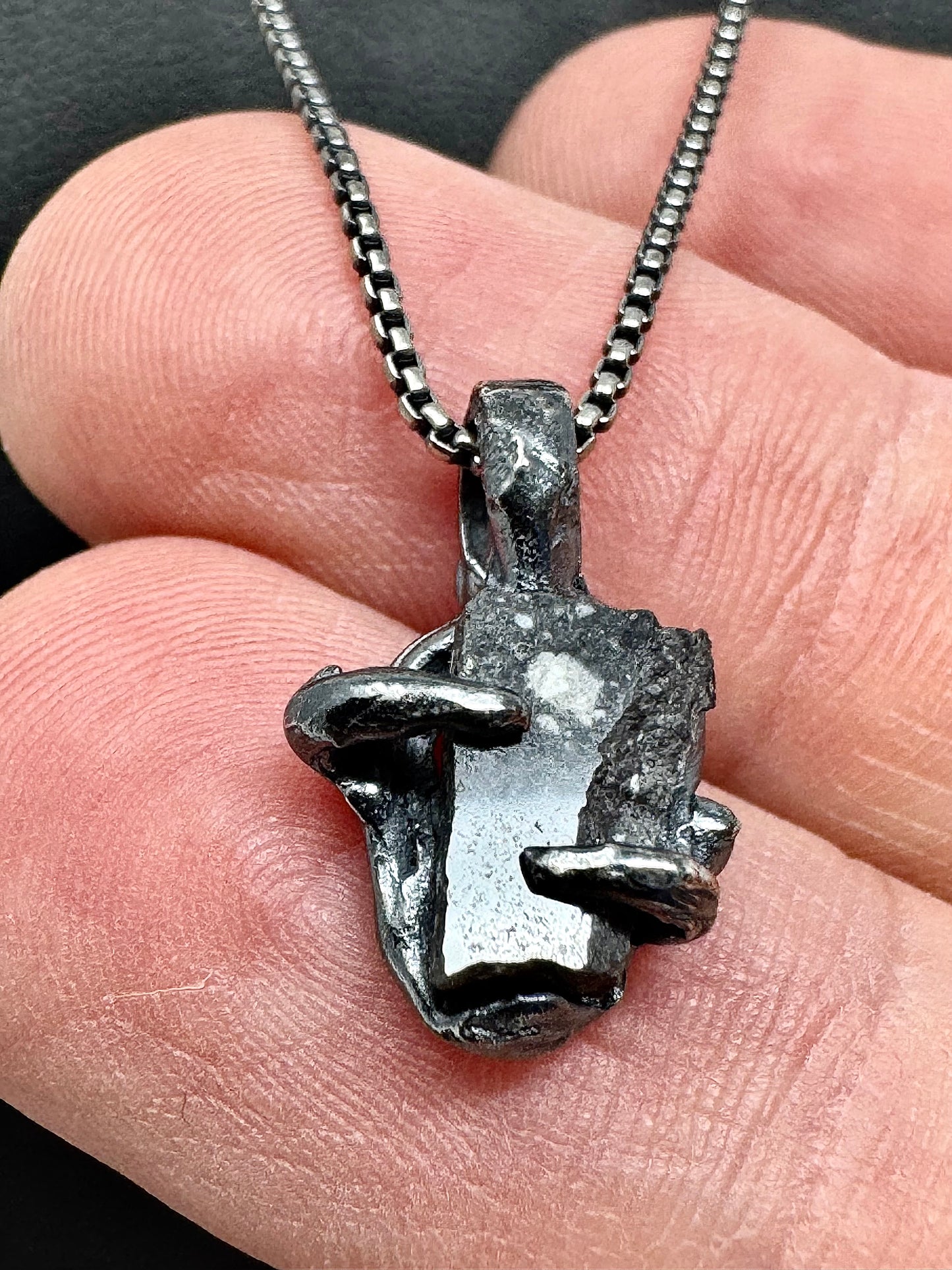 Surface of the Moon Collection: Genuine NWA 17679 Lunar Meteorite in .925 Silver Necklace - Handmade/One of a Kind w/ Lunar Moon Dust Infused Silver - Comes with COA