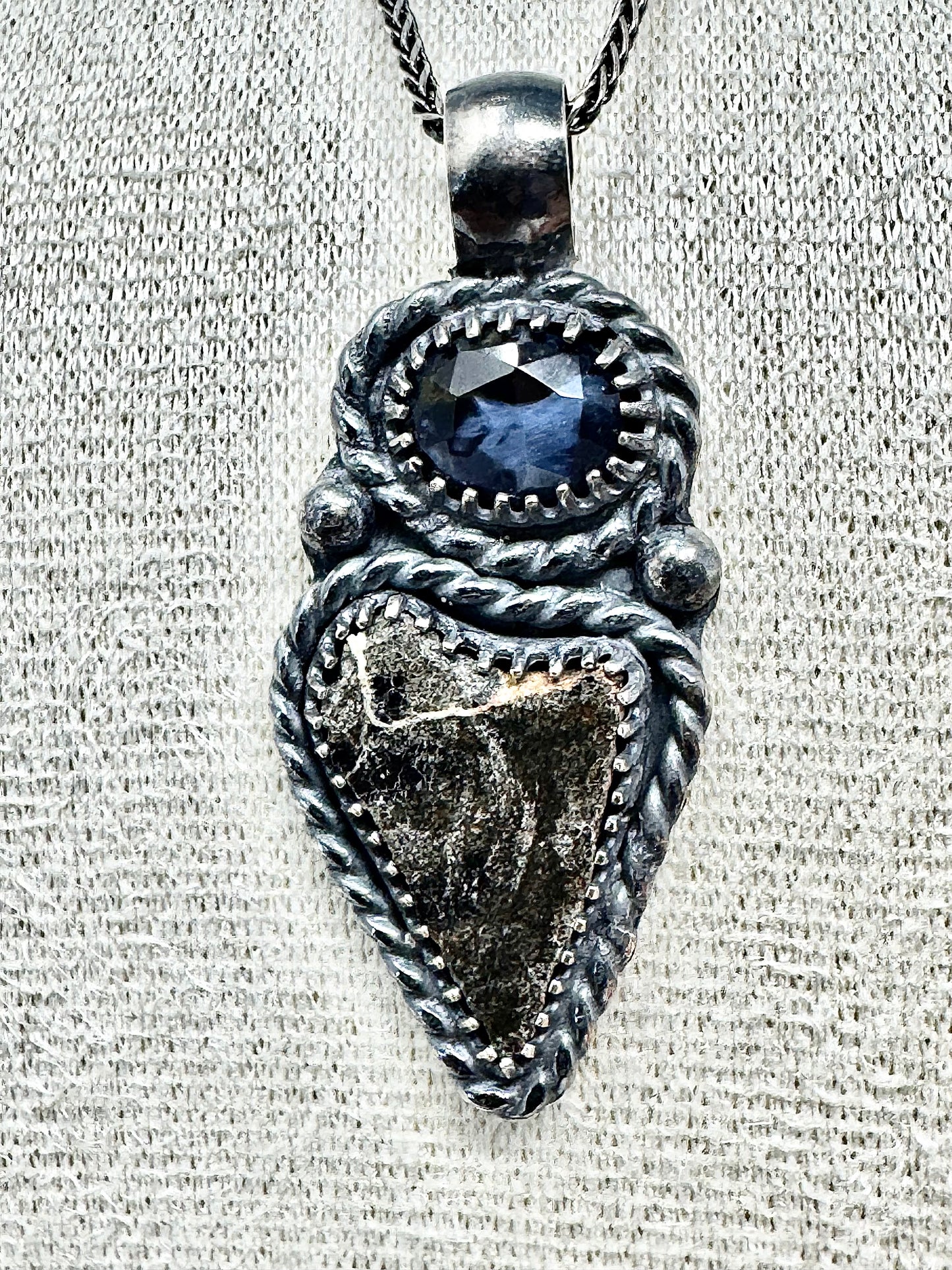 Surface of the Moon Collection: NWA 18281 Martian Meteorite (Aqueously Altered!) and Pietersite - Silver .925 Necklace + Chain - Handmade - One of a Kind - Genuine Lunar Moon Dust Mixed In Silver w/ COA