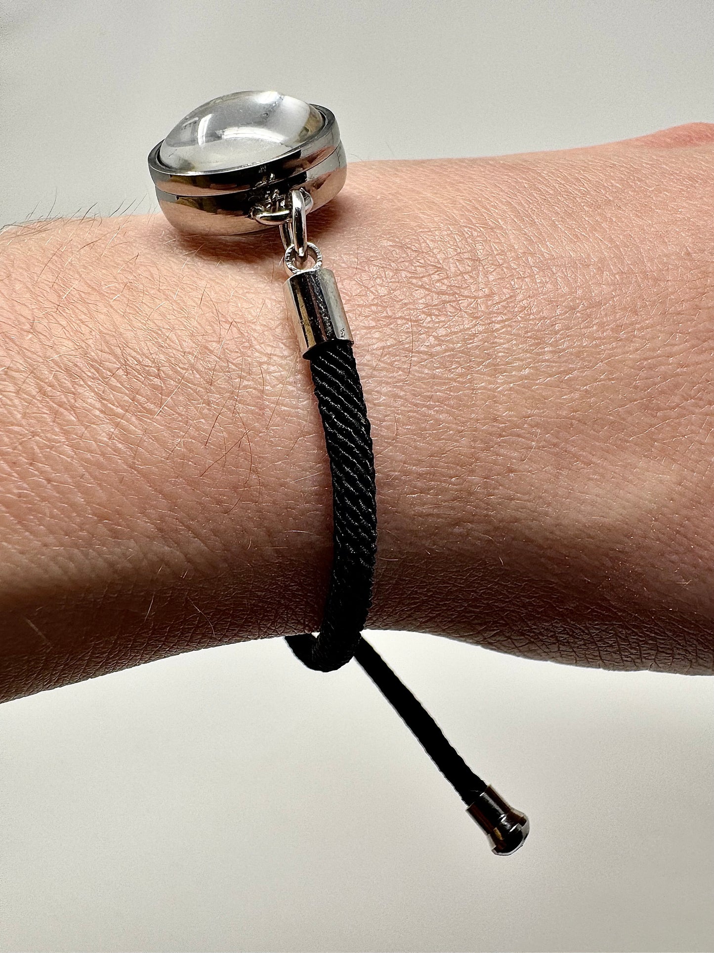 Certified Genuine Lunar Meteorite Dust Bracelet - Adjustable Corded Rope - Jewelry Box Included