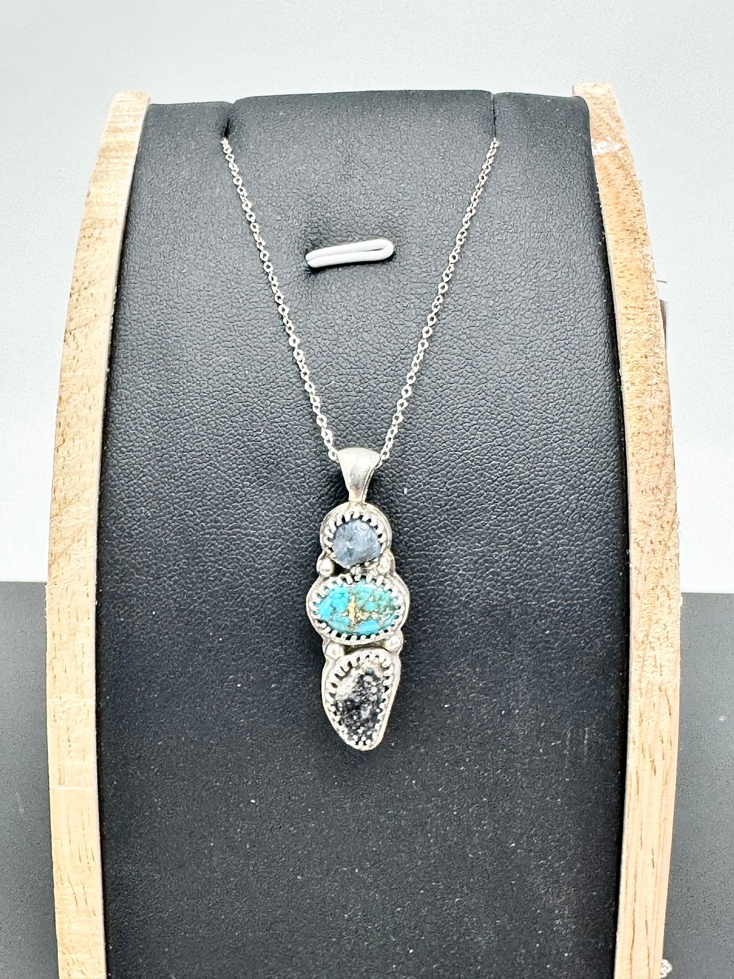 Surface of the Moon Collection: Genuine NWA 17679 Lunar Meteorite w/ Raw Diamond and Turquoise in .925 Silver Necklace - Handmade/One of a Kind w/ Lunar Moon Dust Infused Silver - Comes with COA