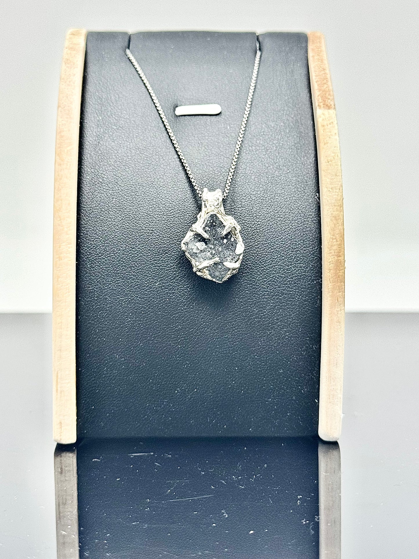 Surface of the Moon Collection: Genuine NWA 17679 Lunar Meteorite in .925 Silver Necklace - Handmade/One of a Kind w/ Lunar Moon Dust Infused Silver - Comes with COA
