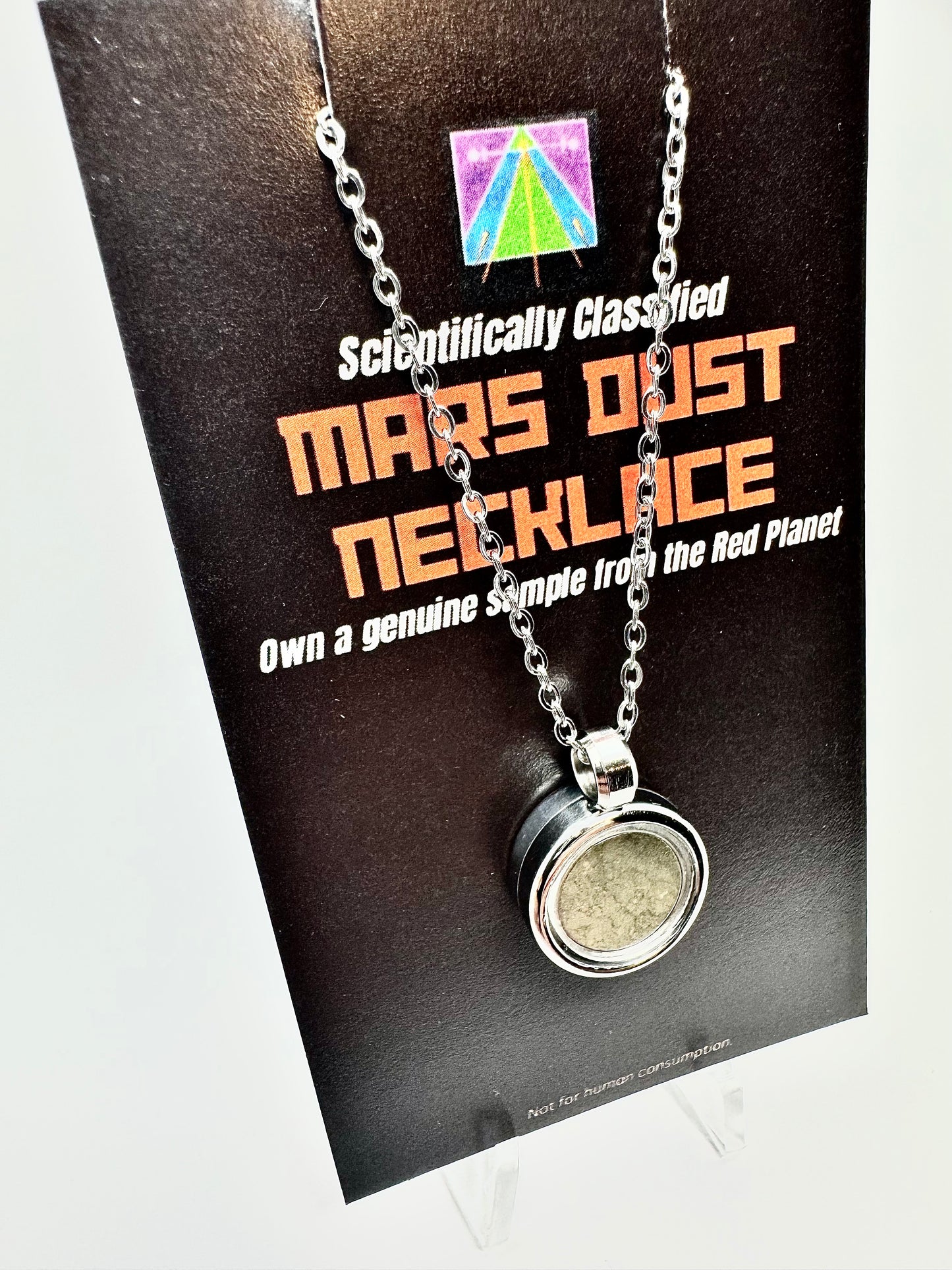 Certified Genuine Martian Meteorite Dust Necklace - Stainless Steel - Comes in Jewelry Box
