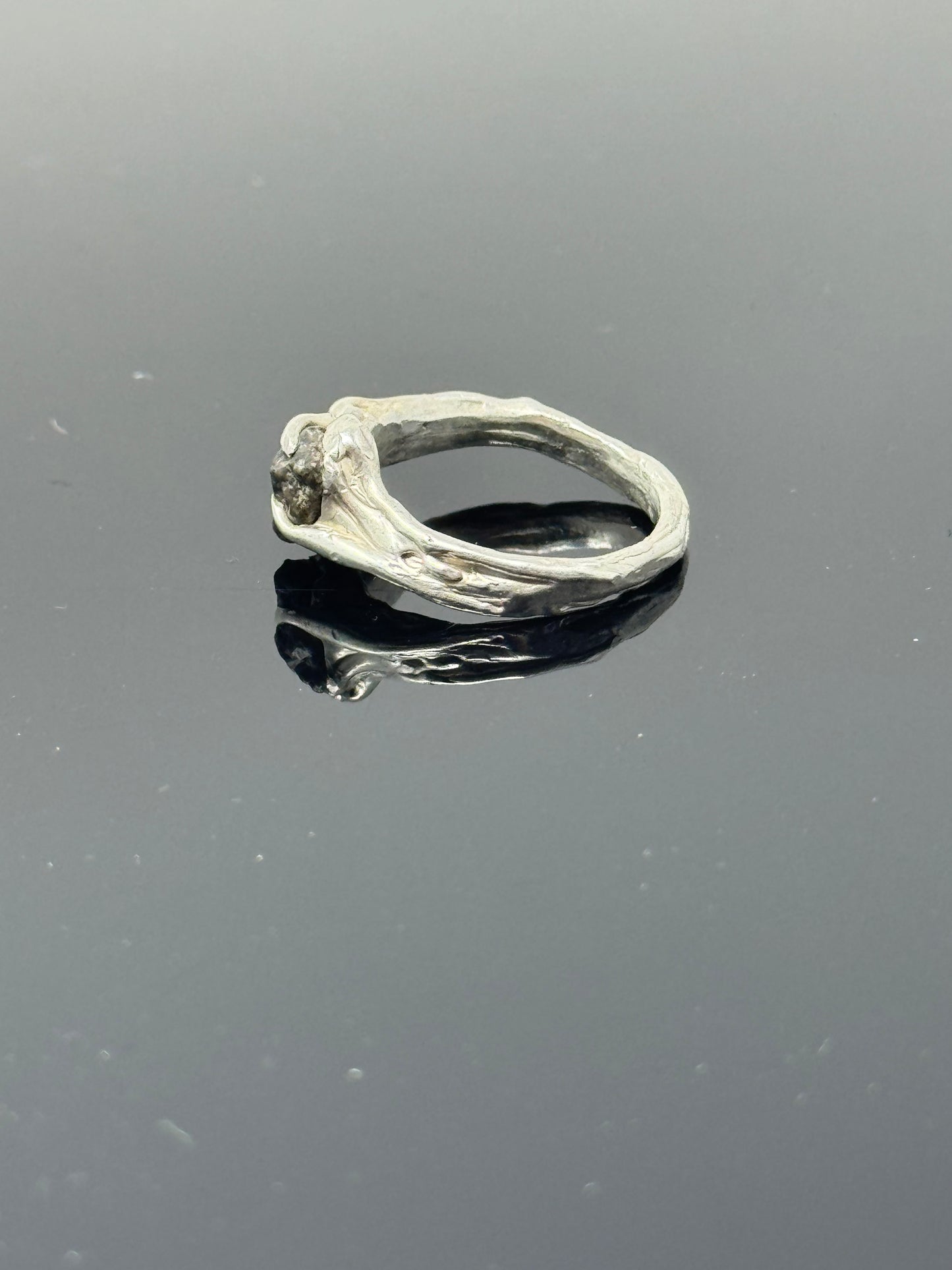 Handmade Silver Ring w/ Authentic Lunar Meteorite - Lunar Dust-Infused! One of a Kind/Unisex