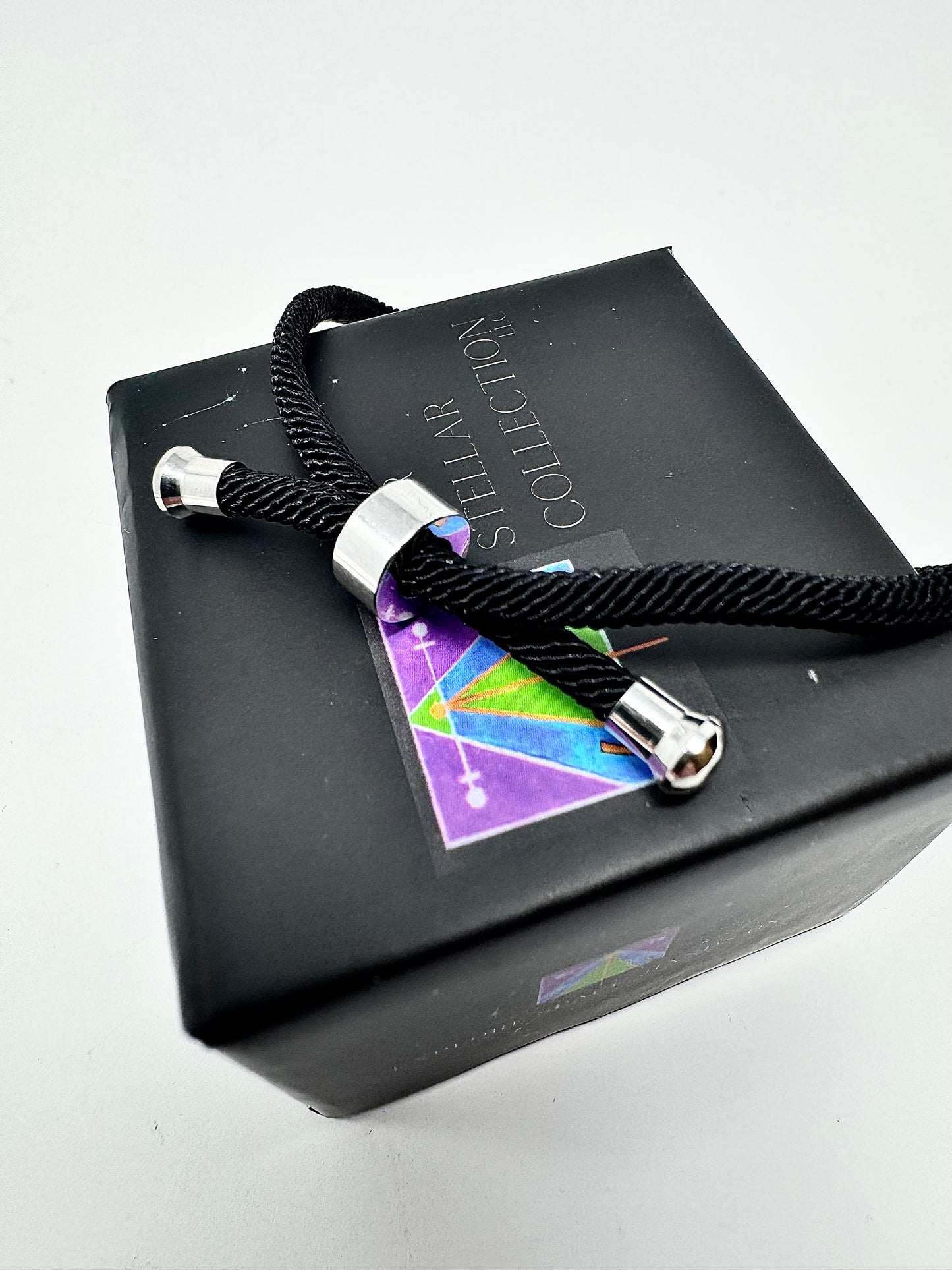 Certified Genuine Lunar Meteorite Dust Bracelet - Adjustable Corded Rope - Jewelry Box Included