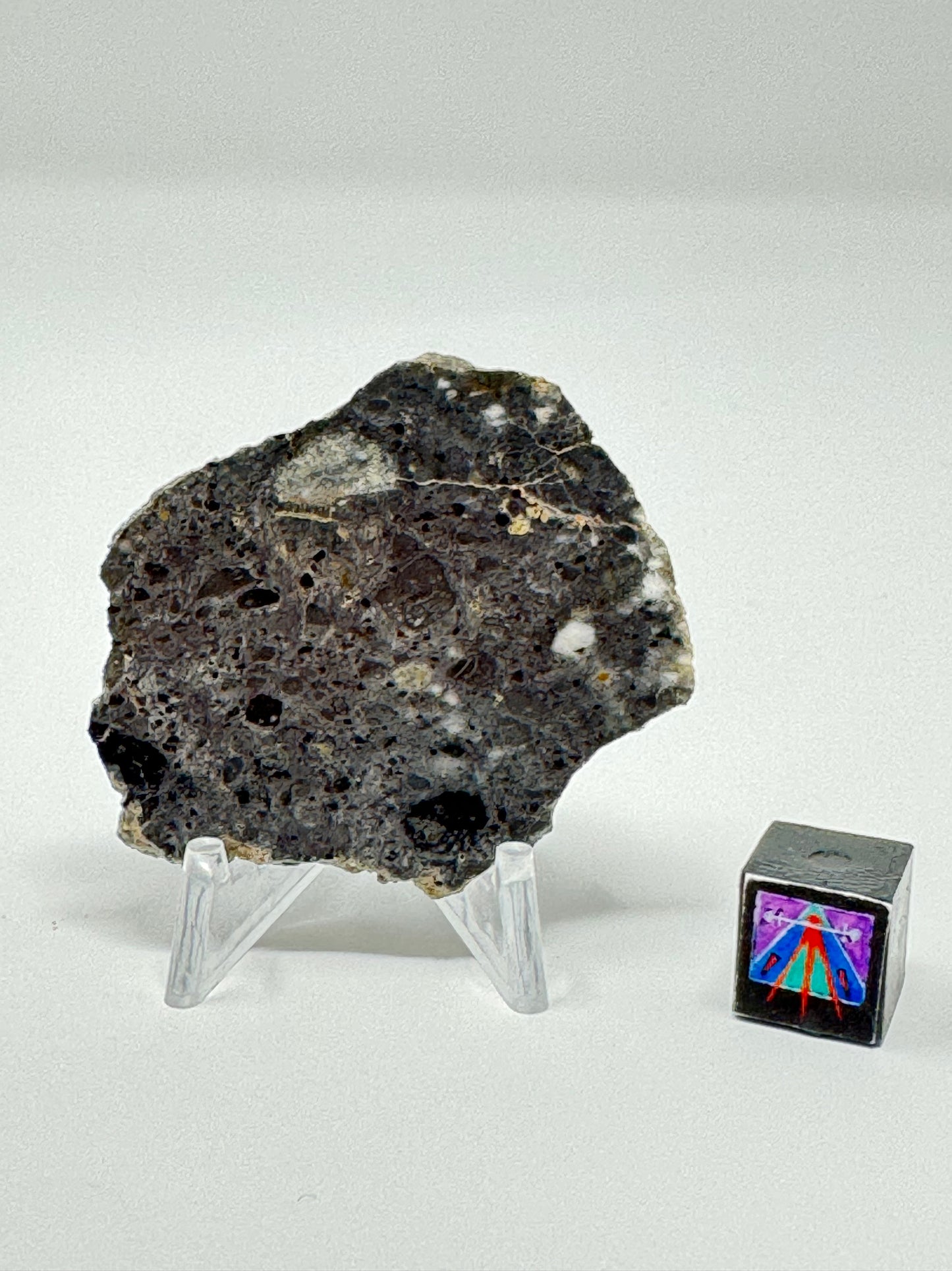 Bechar 003 Lunar Feldspathic Breccia - 8.3g - Full Slice/Polished on One Side