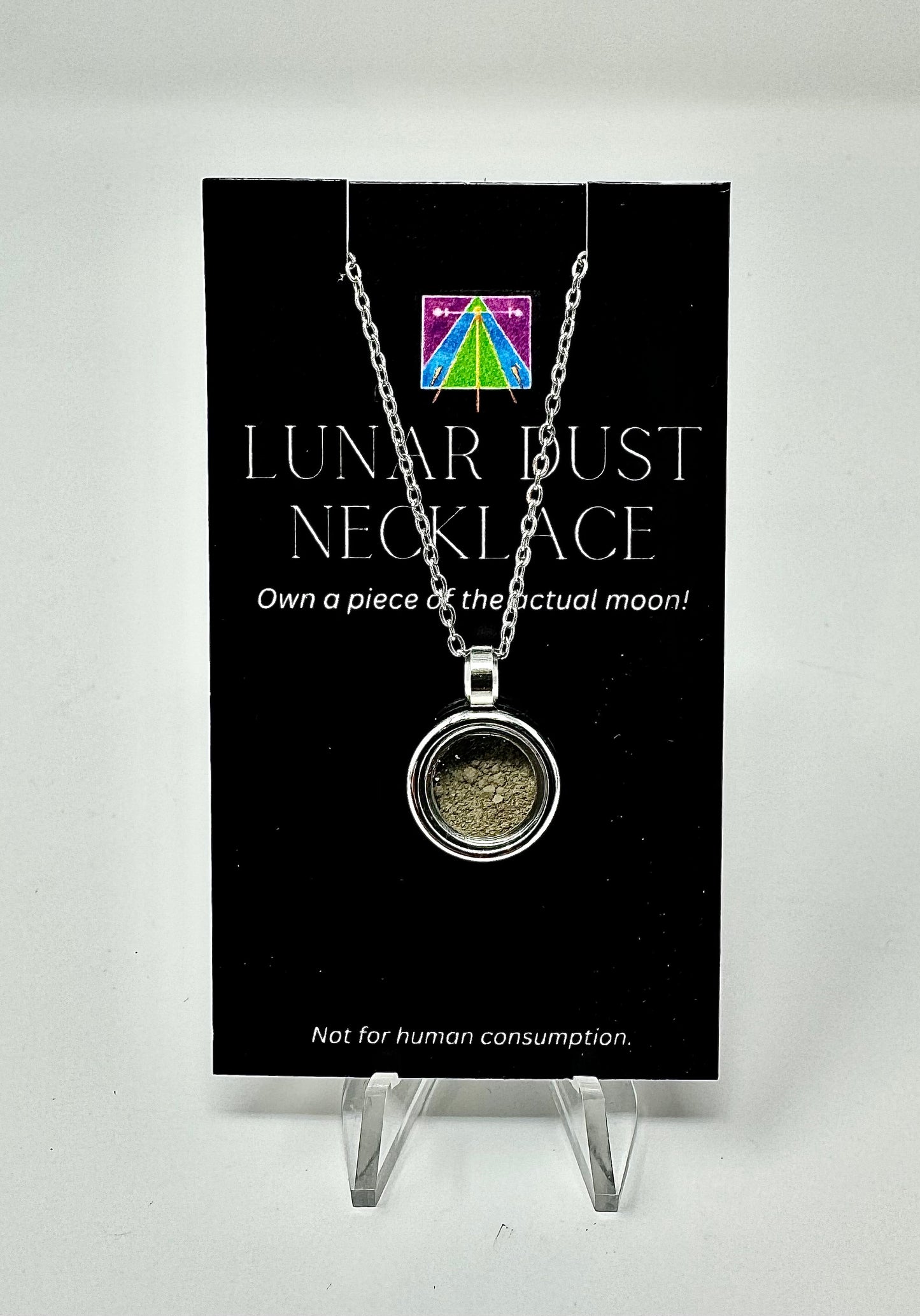 Certified Genuine Lunar Meteorite Dust Necklace - Stainless Steel - Jewelry Box Included