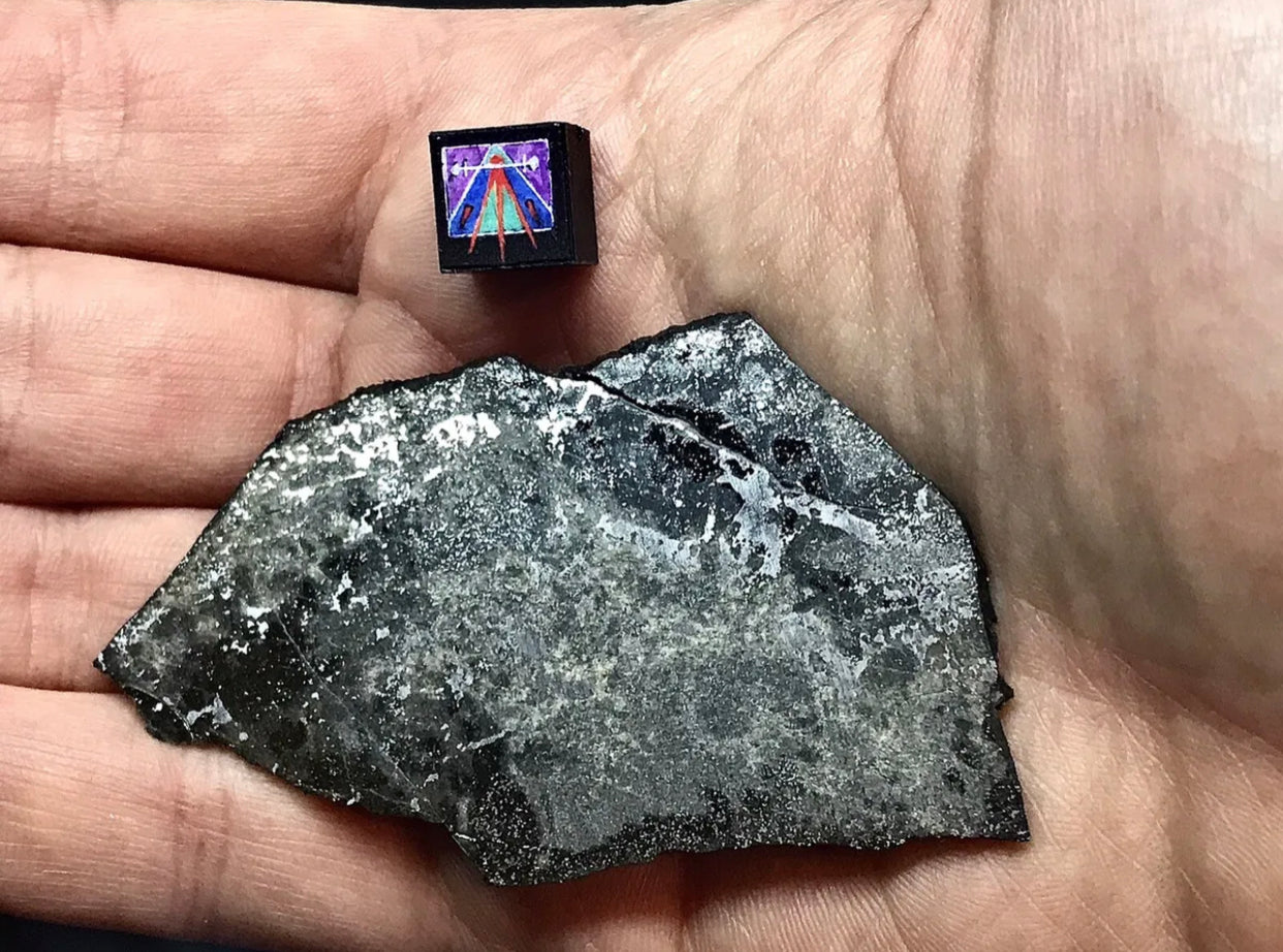 13.05g Punggur Meteorite w/ Fragment of Roof Tile! January 2021 Indonesian Fall