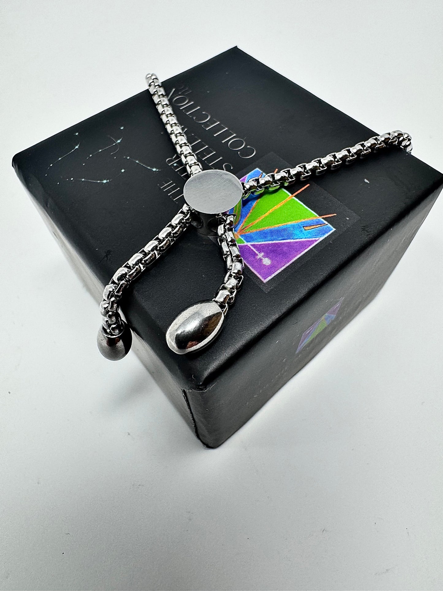Certified Genuine Lunar Meteorite Dust Bracelet - Stainless Steel/Adjustable Box Chain - Jewelry Box Included