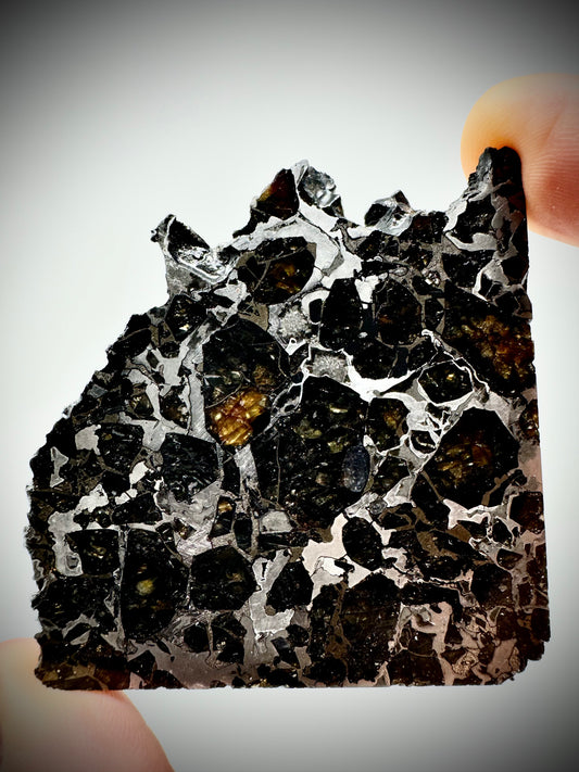 Brahin Pallasite Meteorite - 54.2g - From The Mantle/Core Of An Asteroid - Thick Cut - Very Little Translucency