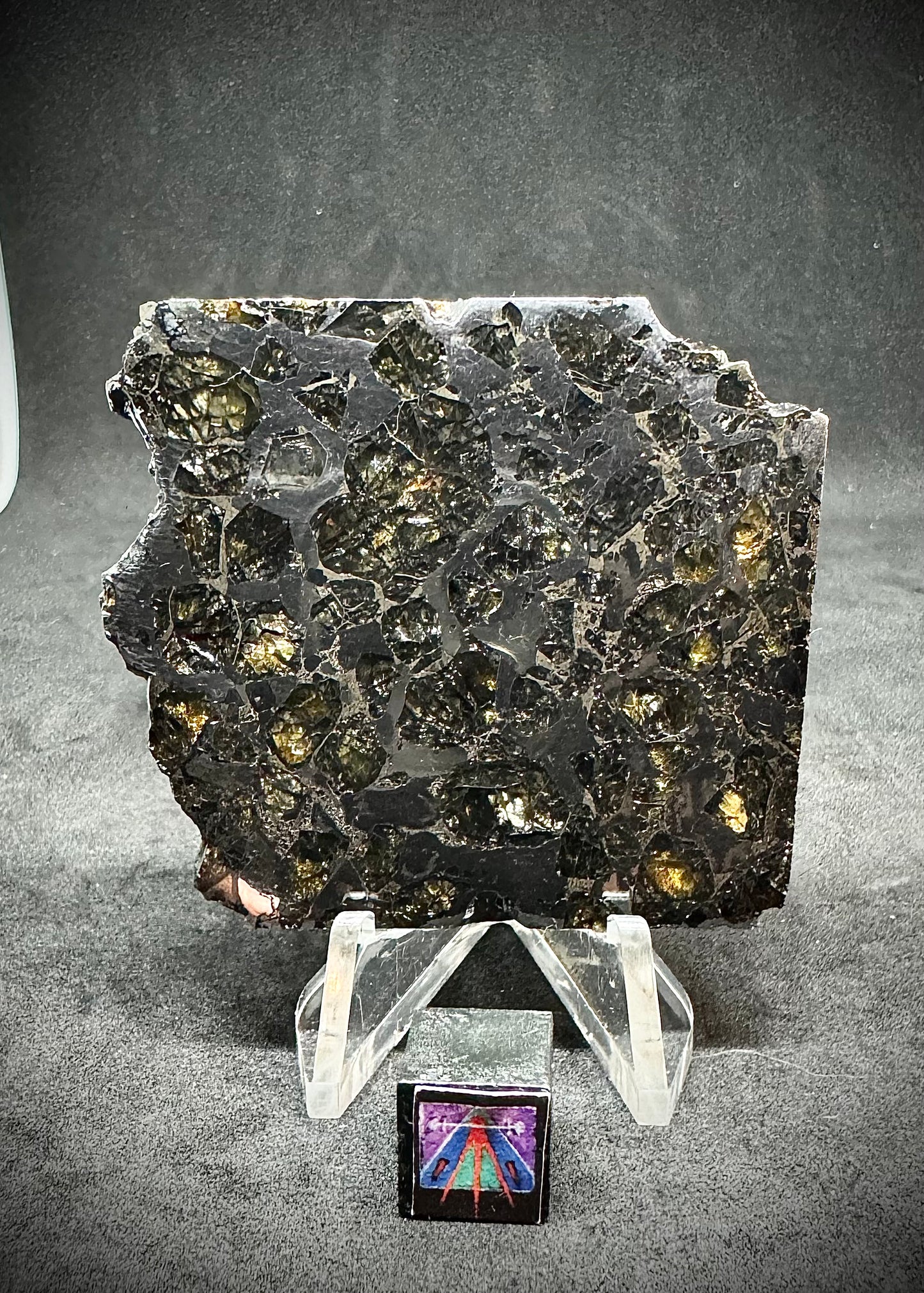 Brahin Pallasite Meteorite - Thick Slice/Non-Translucent - 52.1g