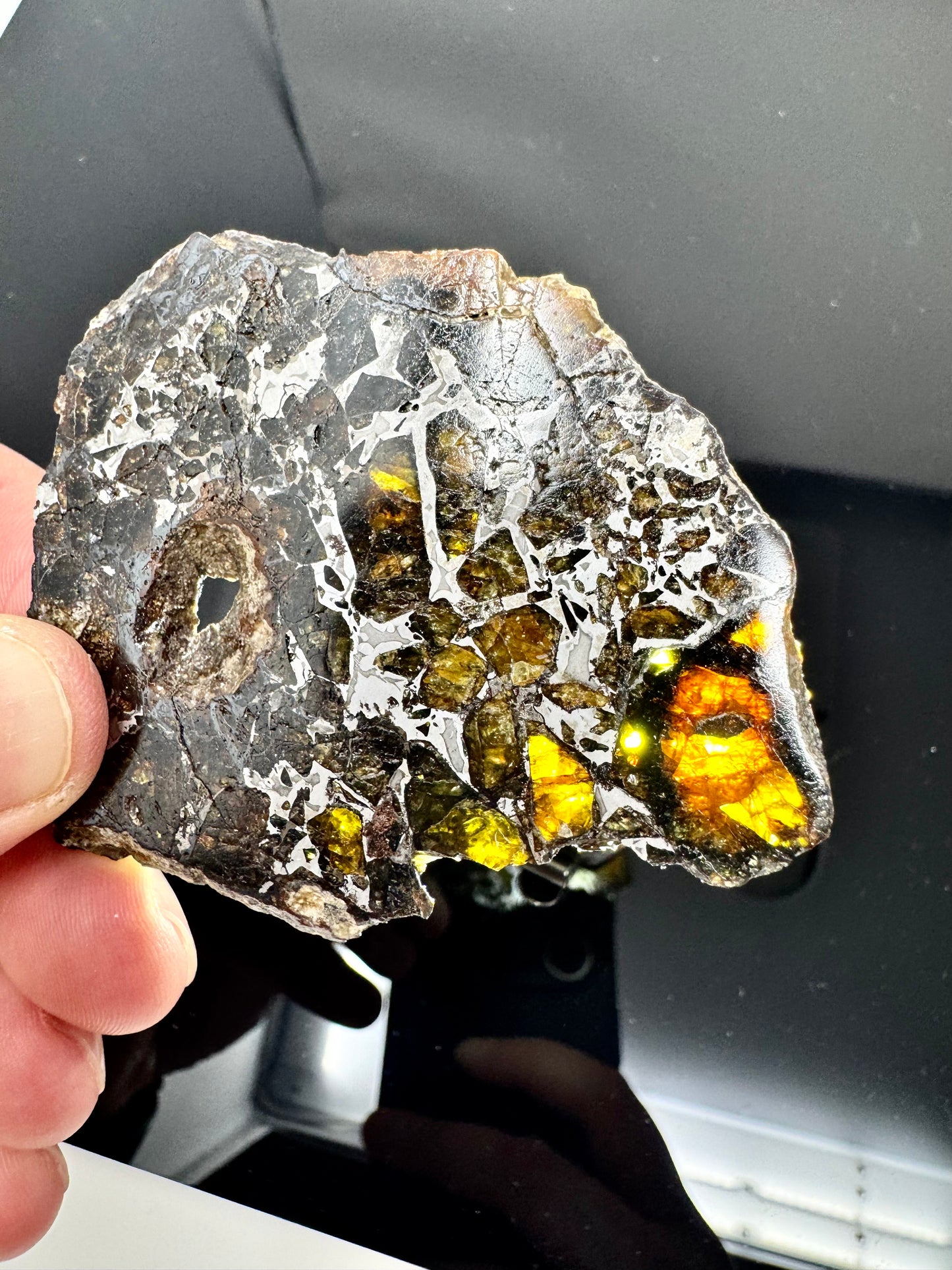 36.3g Admire Pallasite Meteorite w/ Natural Hole! From The Mantle/Core Of An Asteroid - Grade B Translucency