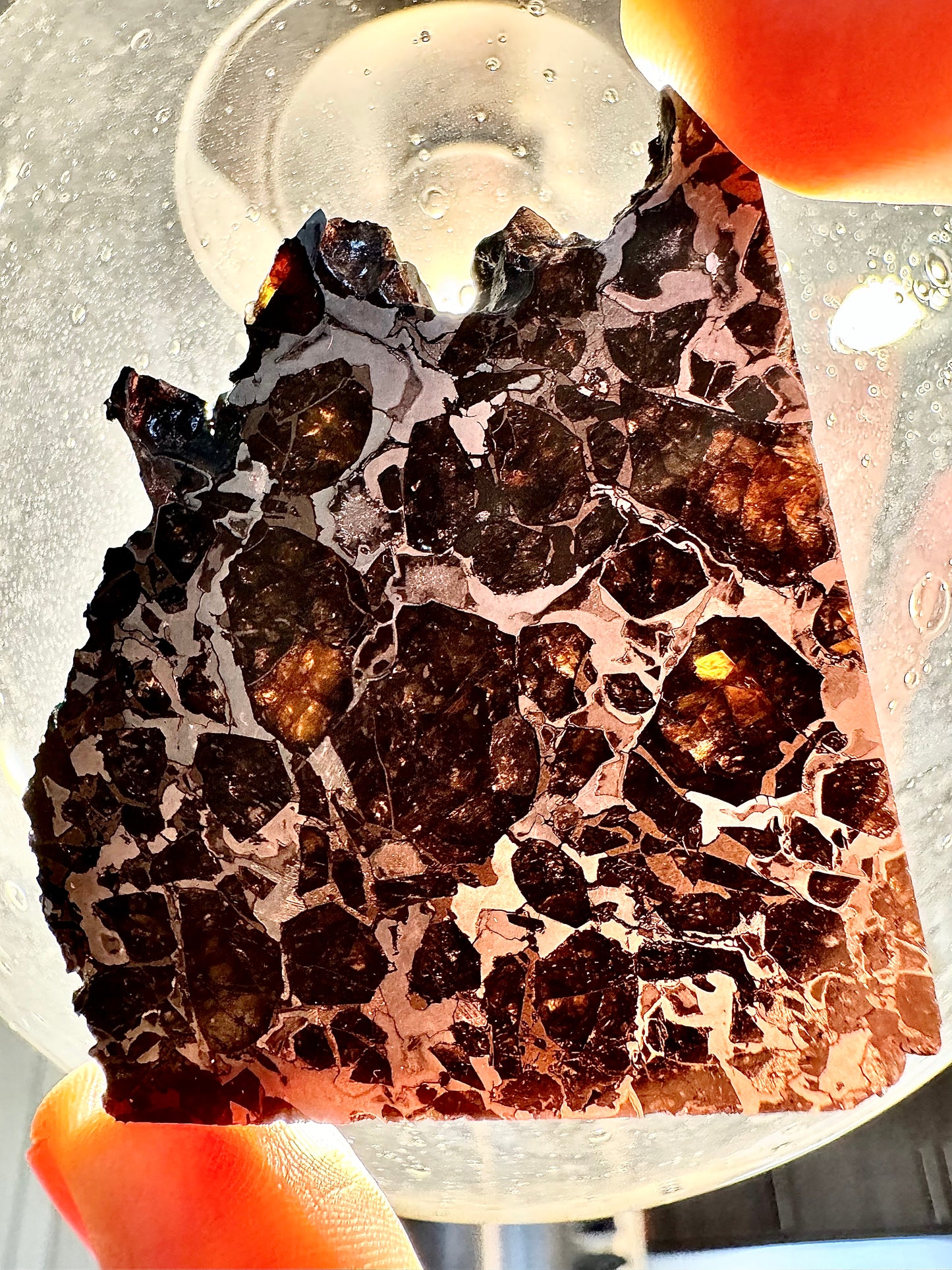 Brahin Pallasite Meteorite - 54.2g - From The Mantle/Core Of An Asteroid - Thick Cut - Very Little Translucency
