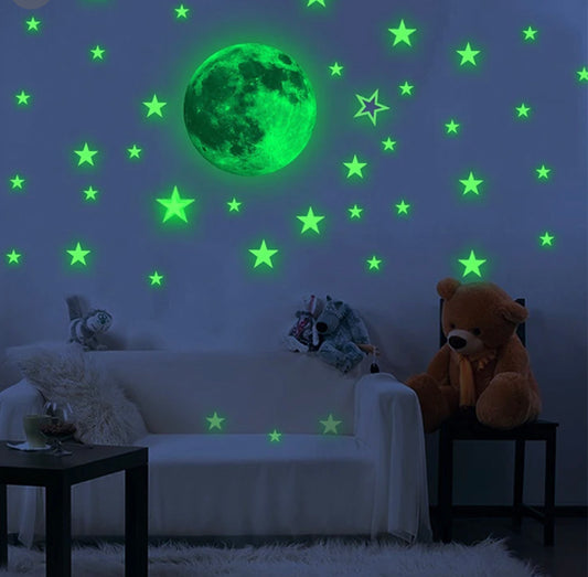 8" Glow-in-the-Dark, Luminous Moon Wall Sticker