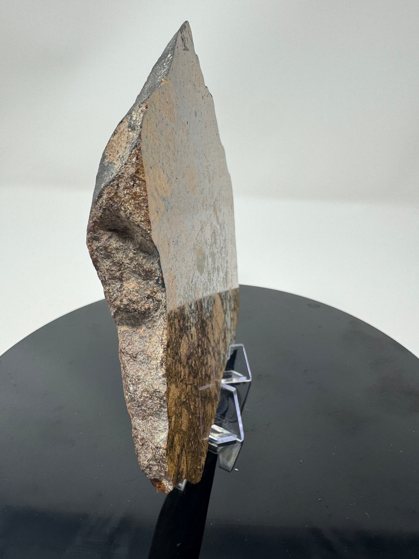 Huge End Cut of NWA 15953 Diogenite Meteorite - 669g - dual lithology and jet black burnt crust!