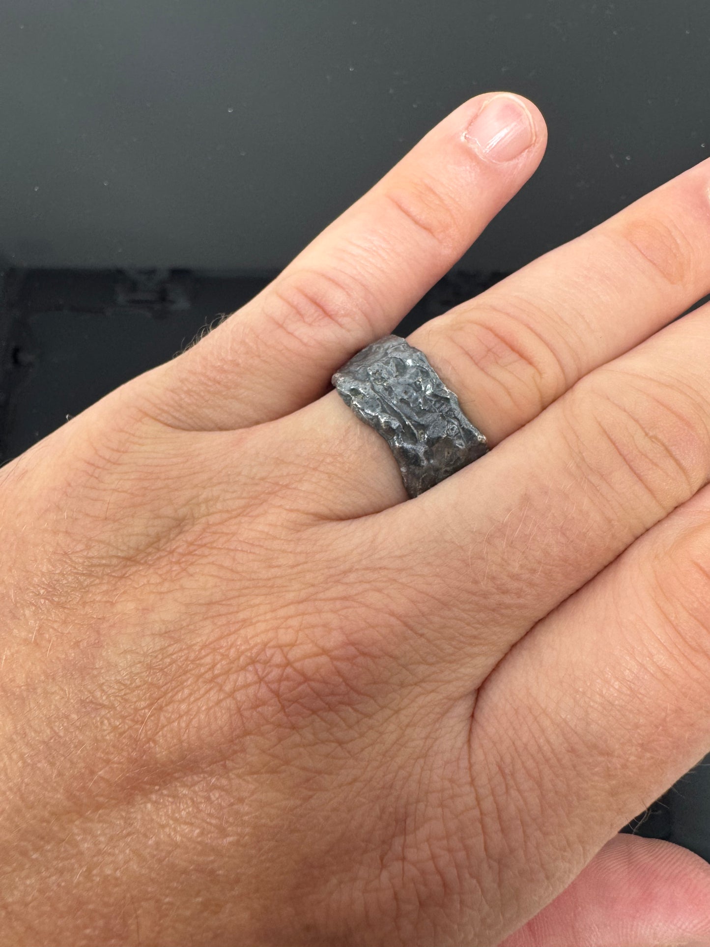 The Surface of the Moon Collection: Handmade Silver Ring w/ Authentic Lunar Dust Mixed In - One of a Kind! Unisex, Size 10.5