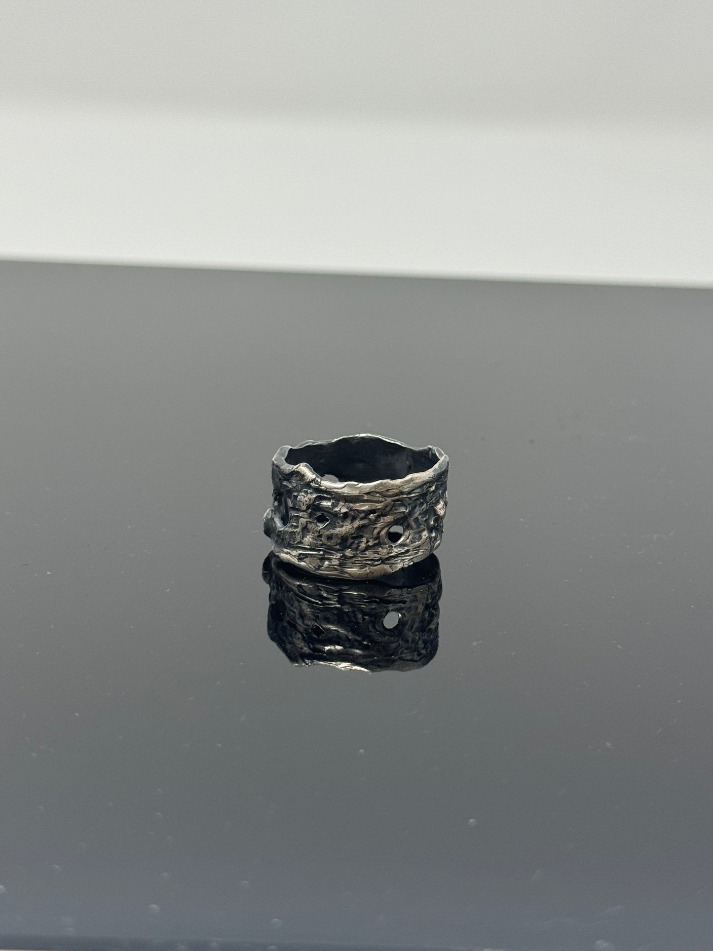 The Surface of the Moon Collection: Handmade Silver Ring w/ Authentic Lunar Dust Mixed In - One of a Kind! Unisex, Size 12
