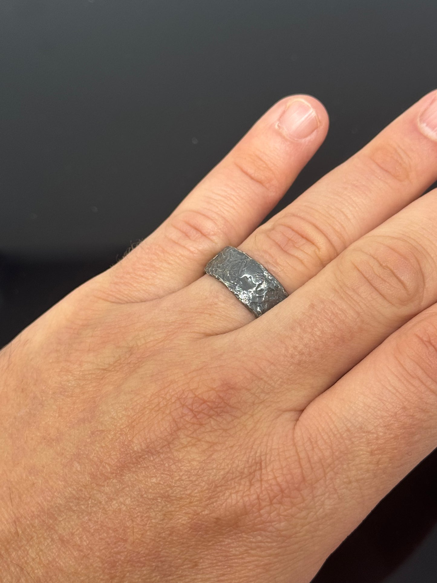 The Surface of the Moon Collection: Handmade Silver Ring w/ Authentic Lunar Dust Mixed In - One of a Kind! Unisex, Size 11