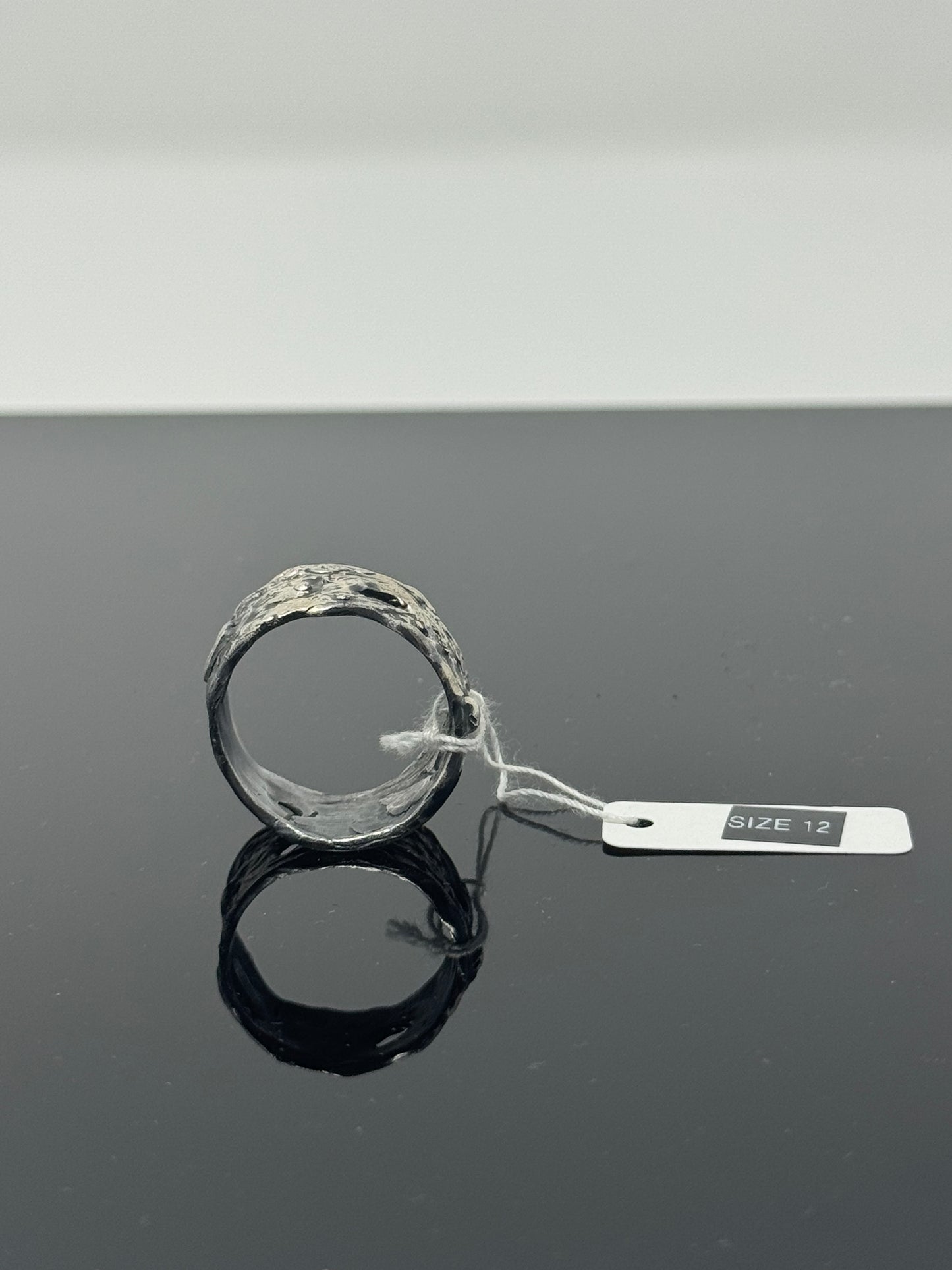The Surface of the Moon Collection: Handmade Silver Ring w/ Authentic Lunar Dust Mixed In - One of a Kind! Unisex, Size 12