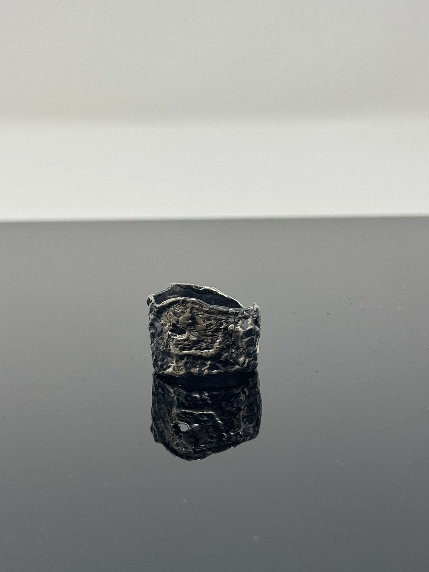 The Surface of the Moon Collection: Handmade Silver Ring w/ Authentic Lunar Dust Mixed In - One of a Kind! Unisex, Size 10.5