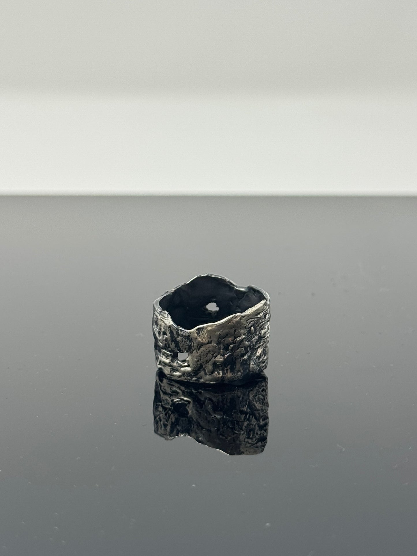 The Surface of the Moon Collection: Handmade Silver Ring w/ Authentic Lunar Dust Mixed In - One of a Kind! Unisex, Size 10.5