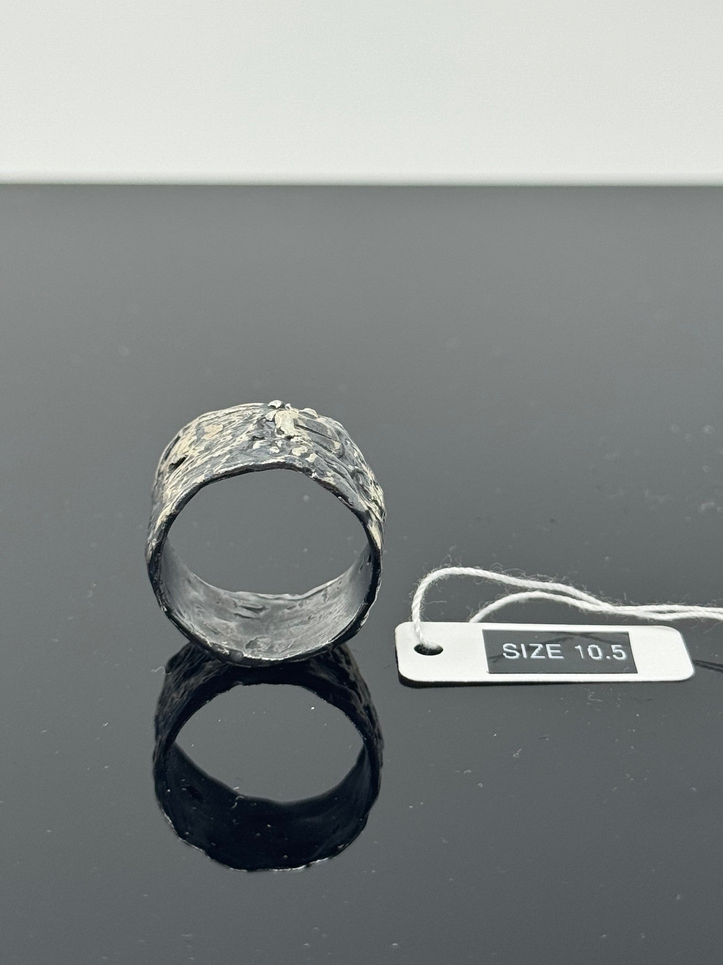The Surface of the Moon Collection: Handmade Silver Ring w/ Authentic Lunar Dust Mixed In - One of a Kind! Unisex, Size 10.5