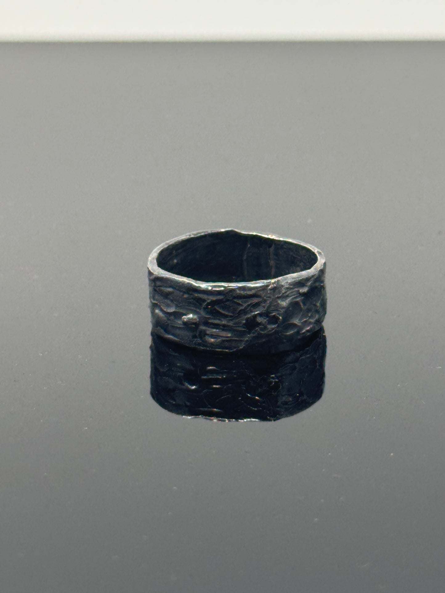 The Surface of the Moon Collection: Handmade Silver Ring w/ Authentic Lunar Dust Mixed In - One of a Kind! Unisex, Size 11