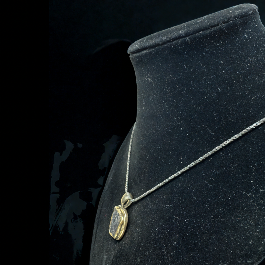 The Surface of the Moon Collection: Genuine NWA 17679 Lunar Meteorite Silver Necklace - Handmade - One of a Kind