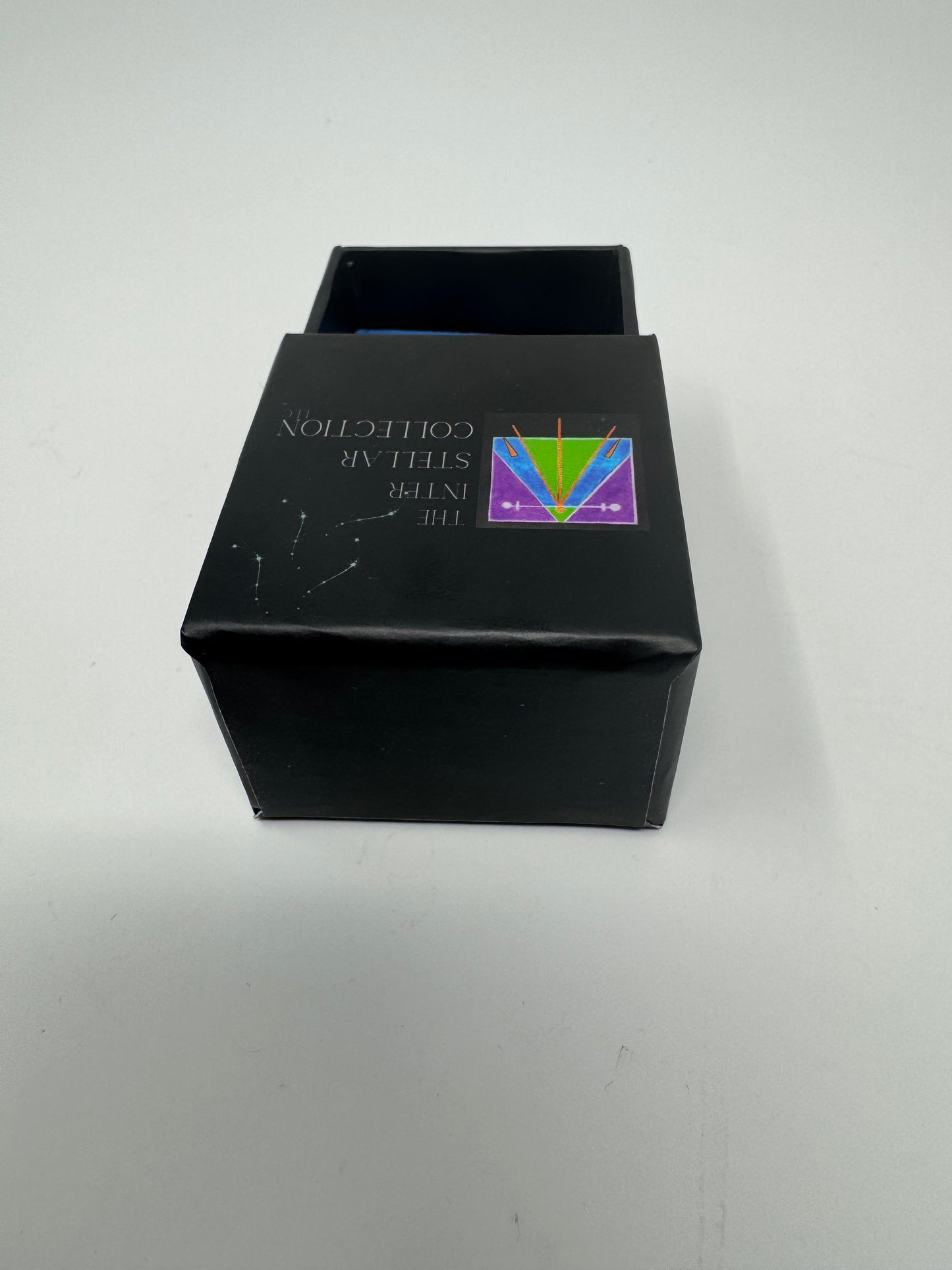 Small Jewelry Box with Imprinted Blue Suede Pouch
