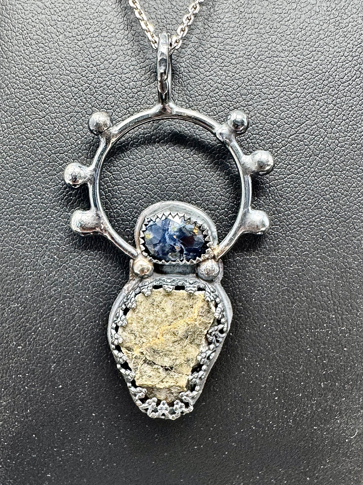 Surface of the Moon Collection: Genuine Najir 005 Lunar Meteorite and Pietersite in .925 Silver Necklace - Handmade/One of a Kind w/ Lunar Moon Dust Infused Silver - Comes with COA