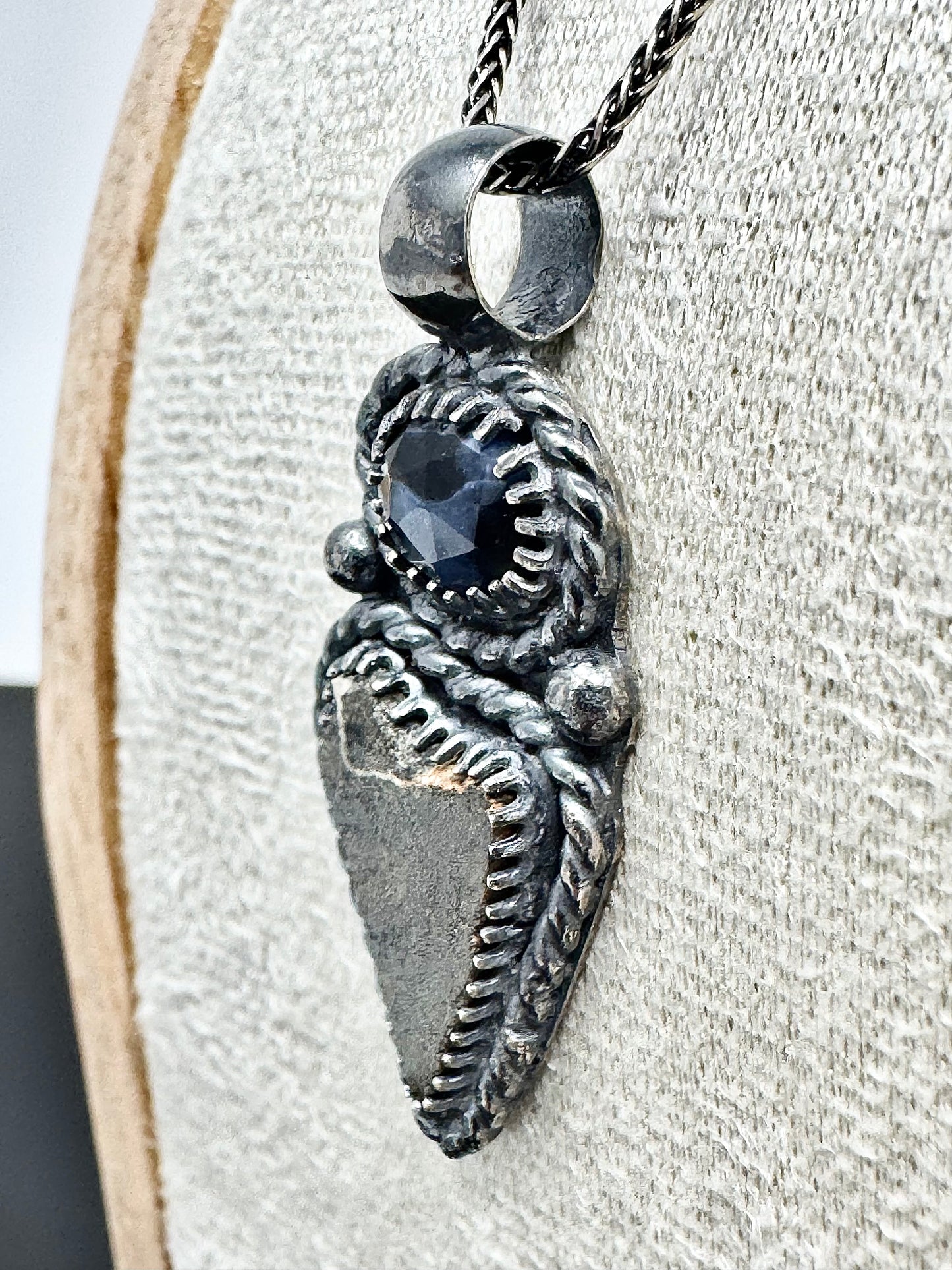 Surface of the Moon Collection: NWA 18281 Martian Meteorite (Aqueously Altered!) and Pietersite - Silver .925 Necklace + Chain - Handmade - One of a Kind - Genuine Lunar Moon Dust Mixed In Silver w/ COA