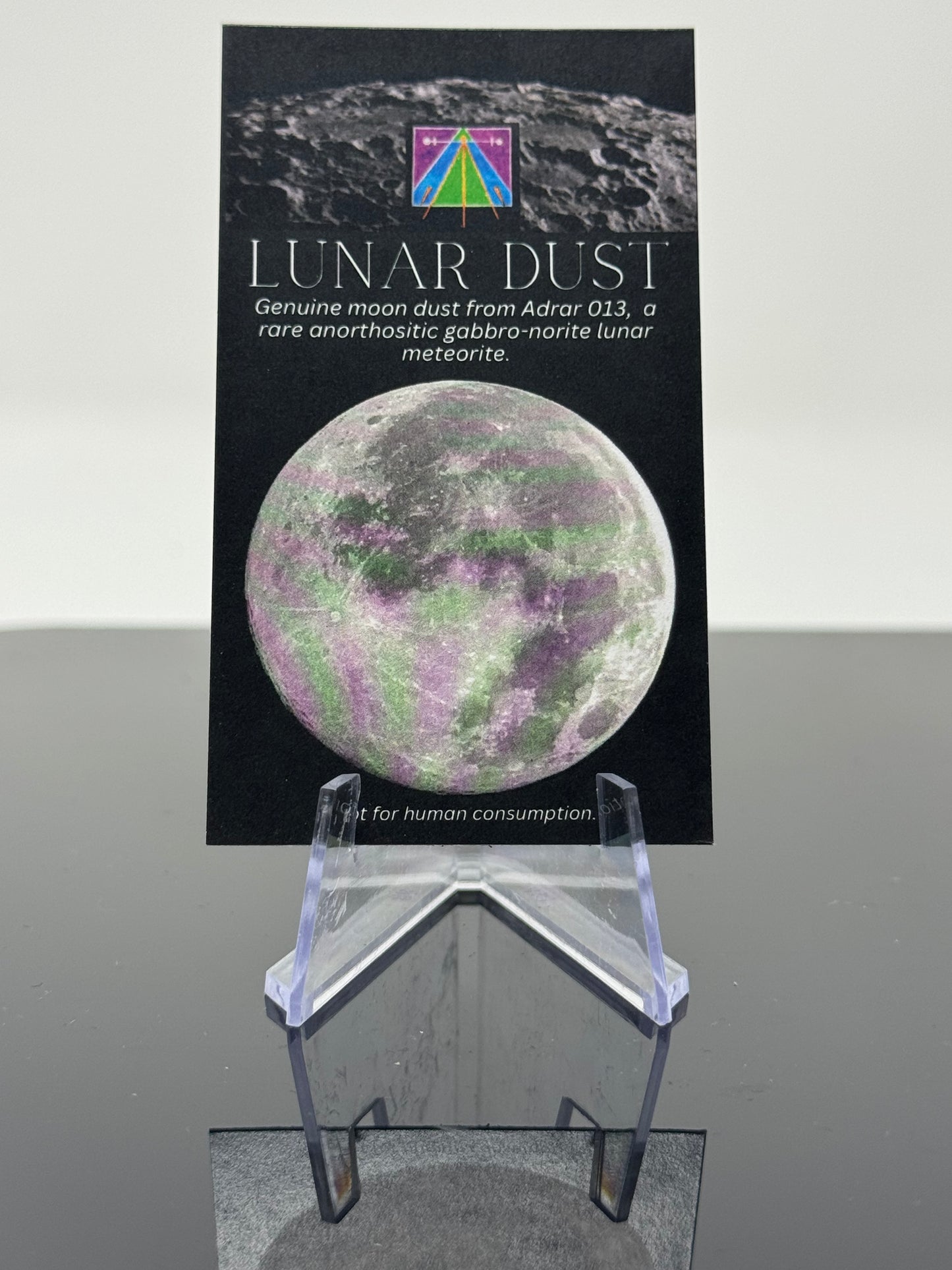Certified Genuine Lunar Moon Meteorite Dust Necklace - Stainless Steel - Jewelry Box Included