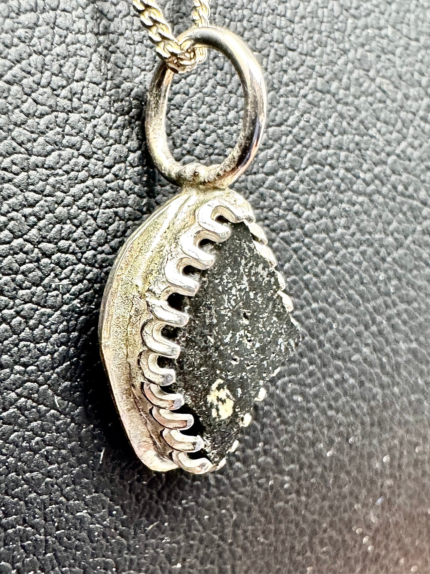 Surface of the Moon Collection: TASSÉDET 004 Meteorite (Asteroid) - Silver .925 Necklace + Chain - Handmade - One of a Kind - Genuine Lunar Moon Dust Mixed In Silver w/ COA