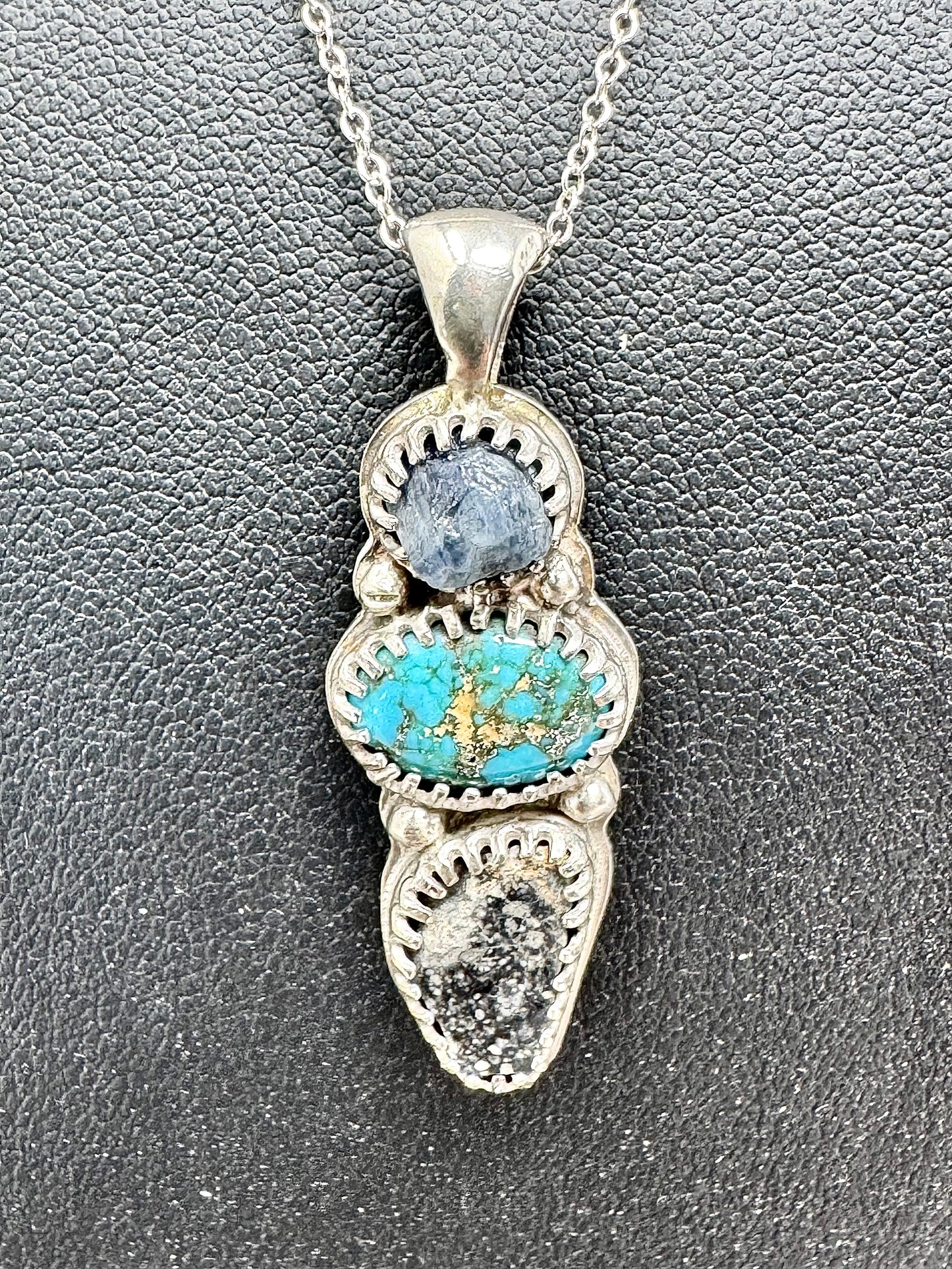 Surface of the Moon Collection: Genuine NWA 17679 Lunar Meteorite w/ Raw Diamond and Turquoise in .925 Silver Necklace - Handmade/One of a Kind w/ Lunar Moon Dust Infused Silver - Comes with COA