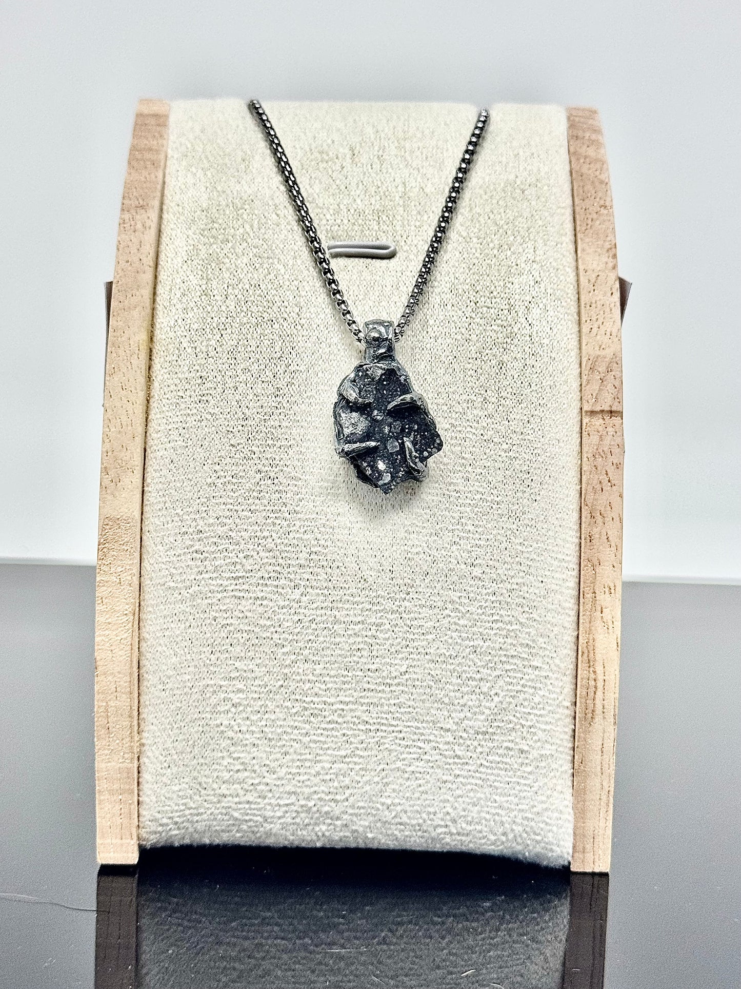 Surface of the Moon Collection: Genuine NWA 17679 Lunar Meteorite in .925 Silver Necklace - Handmade/One of a Kind w/ Lunar Moon Dust Infused Silver - Comes with COA