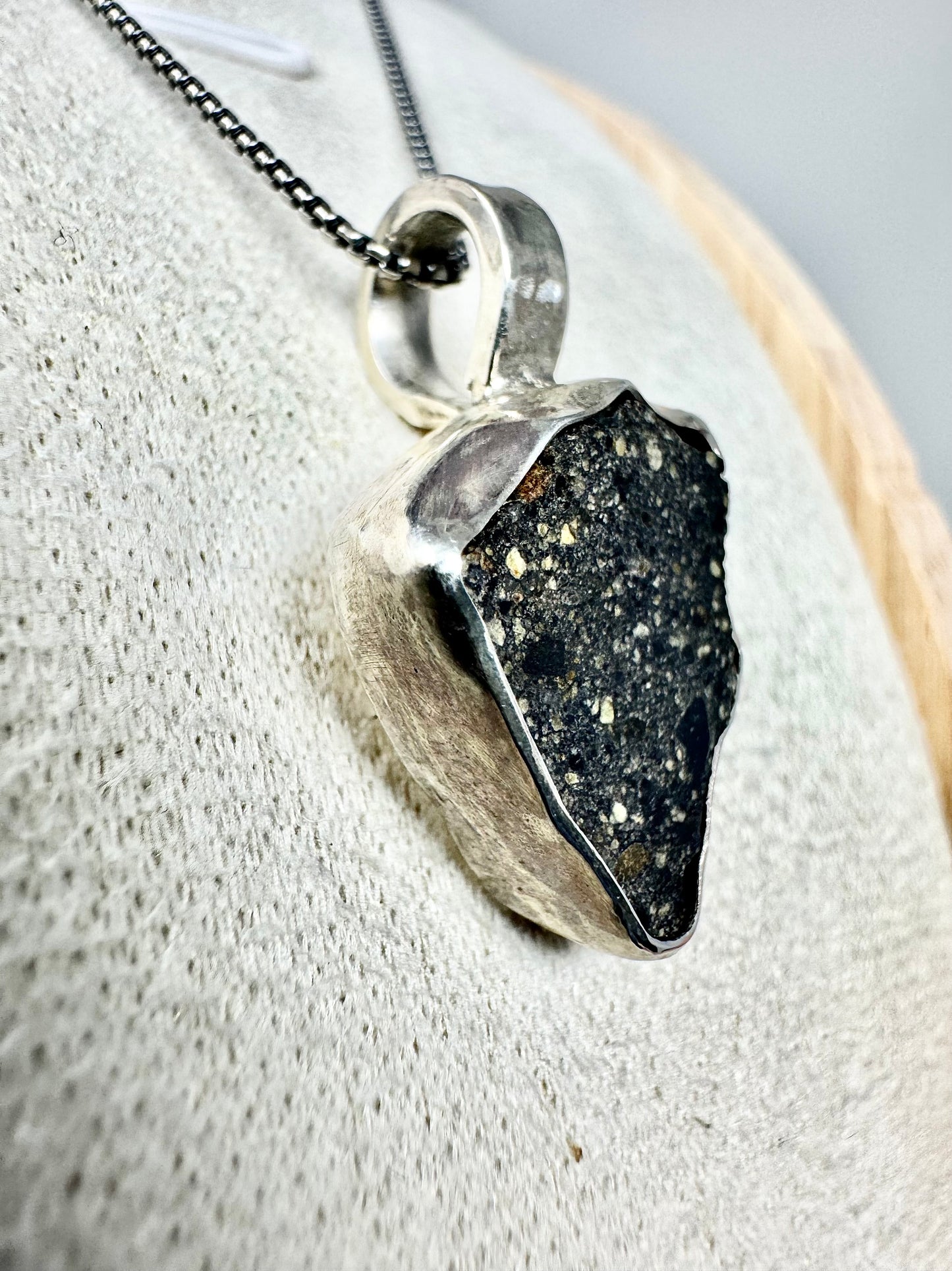 Surface of the Moon Collection: Diogenite Meteorite (Asteroid Vesta) - Silver .925 Necklace and Chain - Handmade - One of a Kind - Genuine Lunar/Moon Dust Mixed In Silver w/ COA