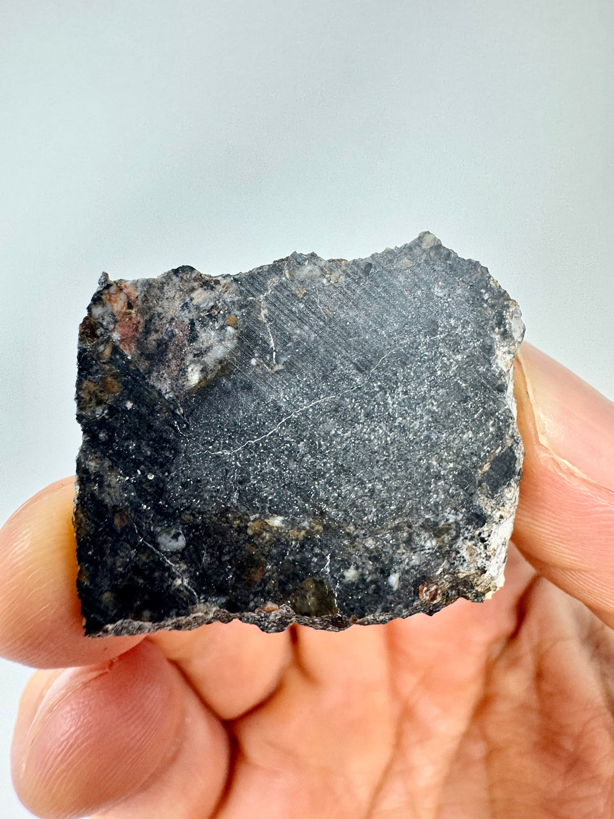 NEW: 7.1g Personal Classification of NWA 18785 Aubrite - Fragmental Monomict Breccia, Enstatite Achondrite Meteorite w/ Metal Inclusion! Evidence of Possible Linkage To Planet Mercury