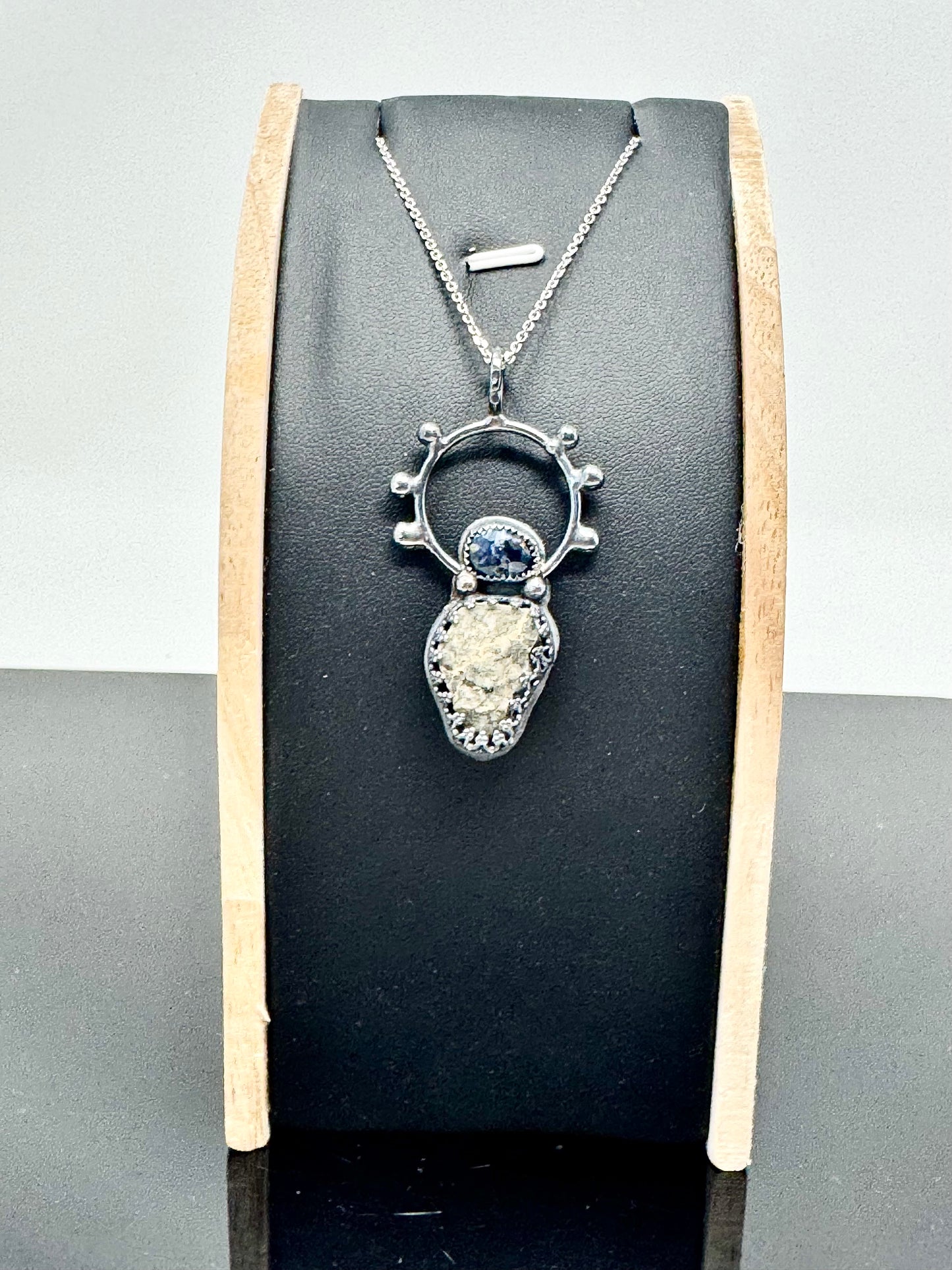 Surface of the Moon Collection: Genuine Najir 005 Lunar Meteorite and Pietersite in .925 Silver Necklace - Handmade/One of a Kind w/ Lunar Moon Dust Infused Silver - Comes with COA