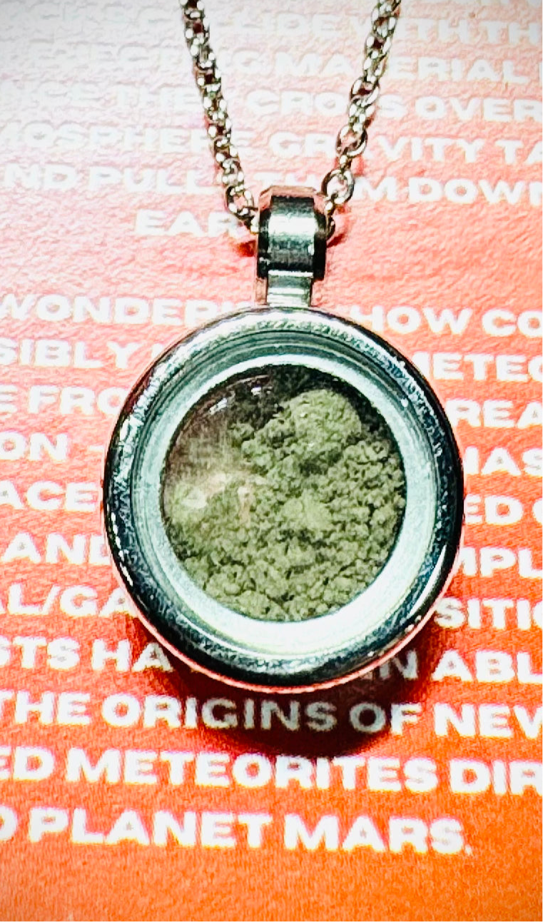 Certified Genuine Martian Meteorite Dust Necklace - Stainless Steel