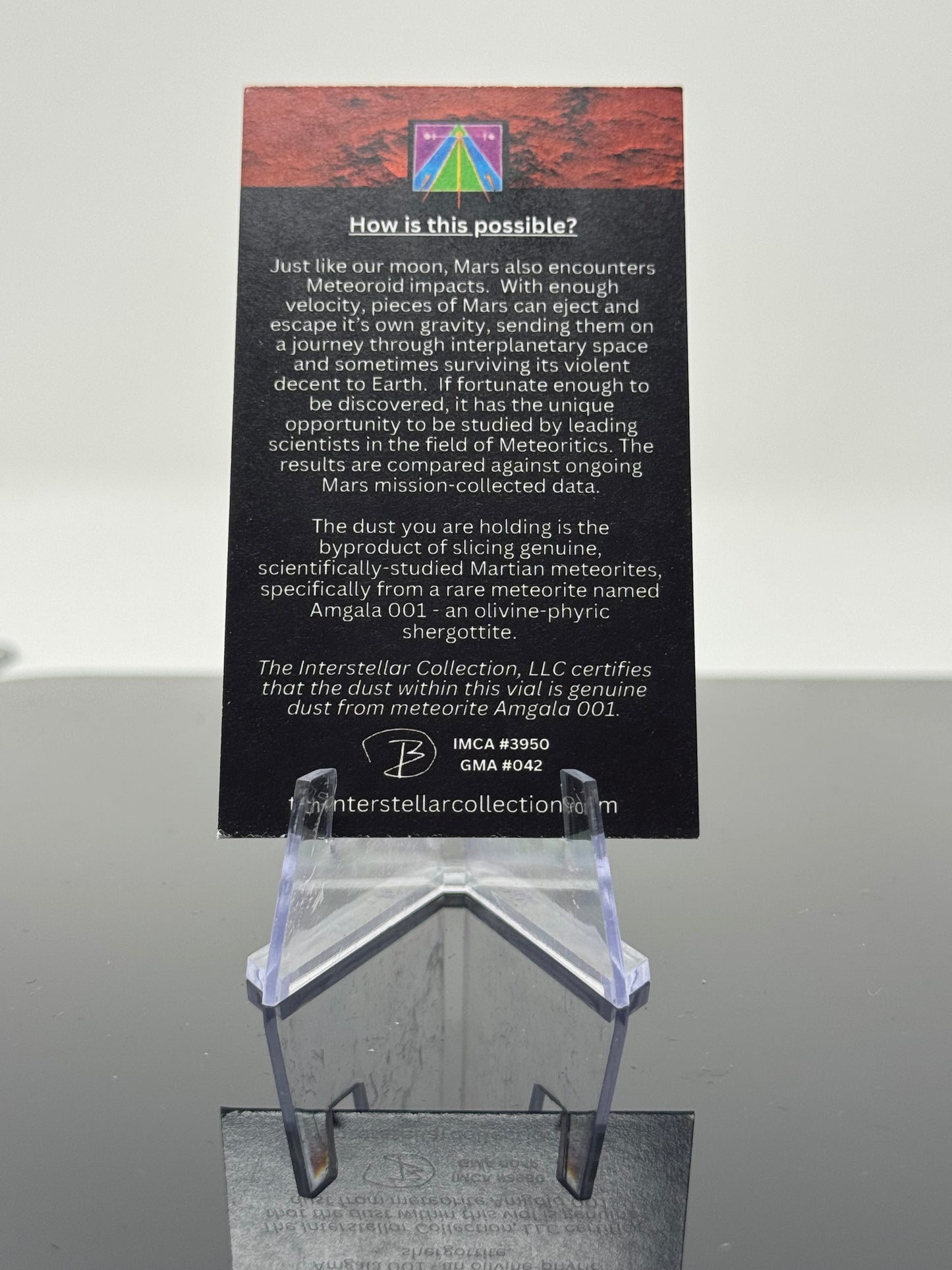 Certified Genuine Martian Mars Meteorite Dust Necklace - Stainless Steel - Comes in Jewelry Box