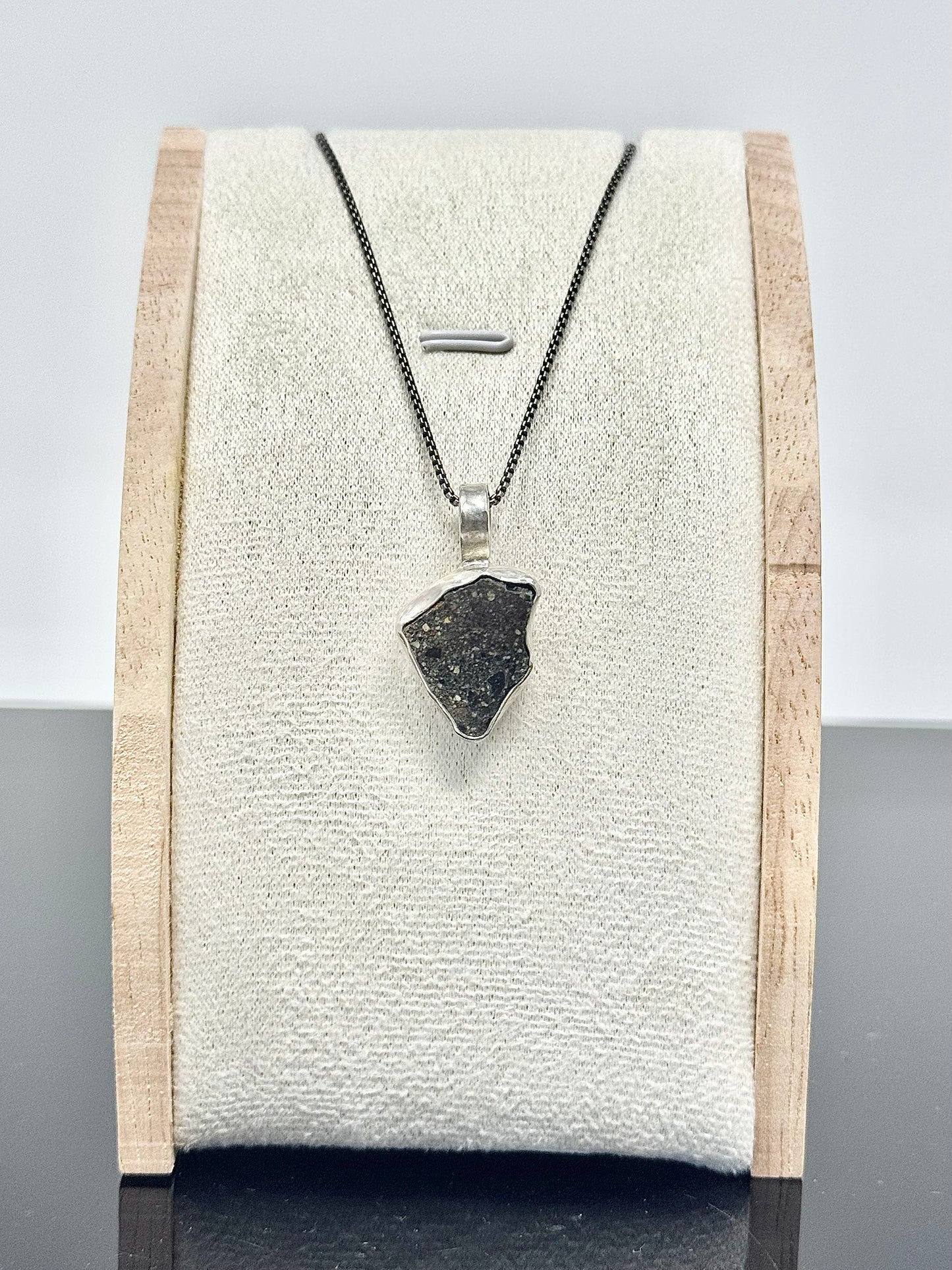 Surface of the Moon Collection: Diogenite Meteorite (Asteroid Vesta) - Silver .925 Necklace and Chain - Handmade - One of a Kind - Genuine Lunar/Moon Dust Mixed In Silver w/ COA