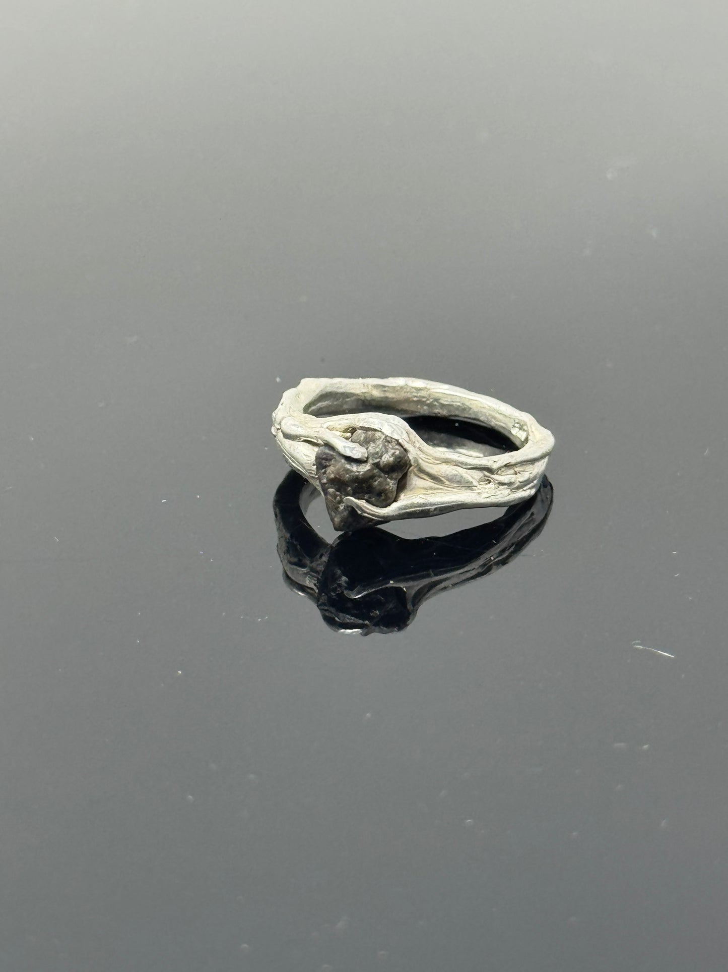 Handmade Silver Ring w/ Authentic Lunar Meteorite - Lunar Dust-Infused!  One of a Kind/Unisex