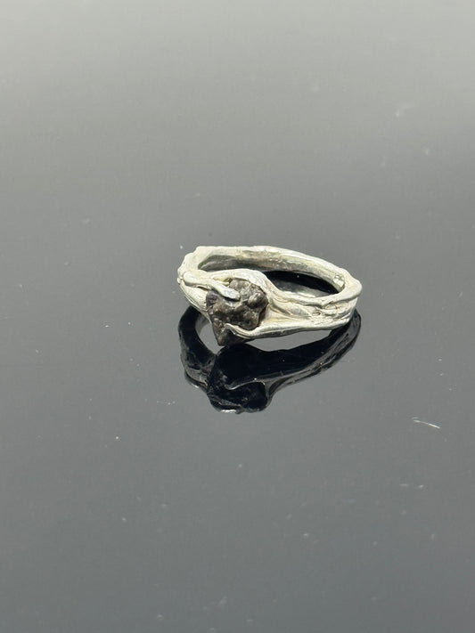 Handmade Silver Ring w/ Authentic Lunar Meteorite - Lunar Dust-Infused!  One of a Kind/Unisex