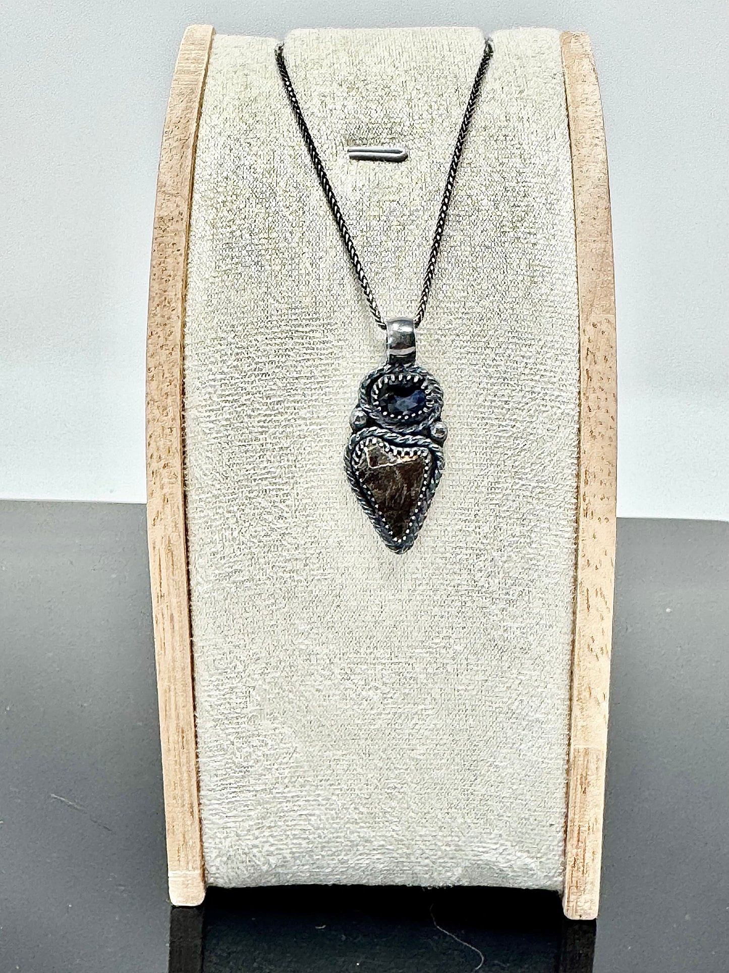 Surface of the Moon Collection: NWA 18281 Martian Meteorite (Aqueously Altered!) and Pietersite - Silver .925 Necklace + Chain - Handmade - One of a Kind - Genuine Lunar Moon Dust Mixed In Silver w/ COA