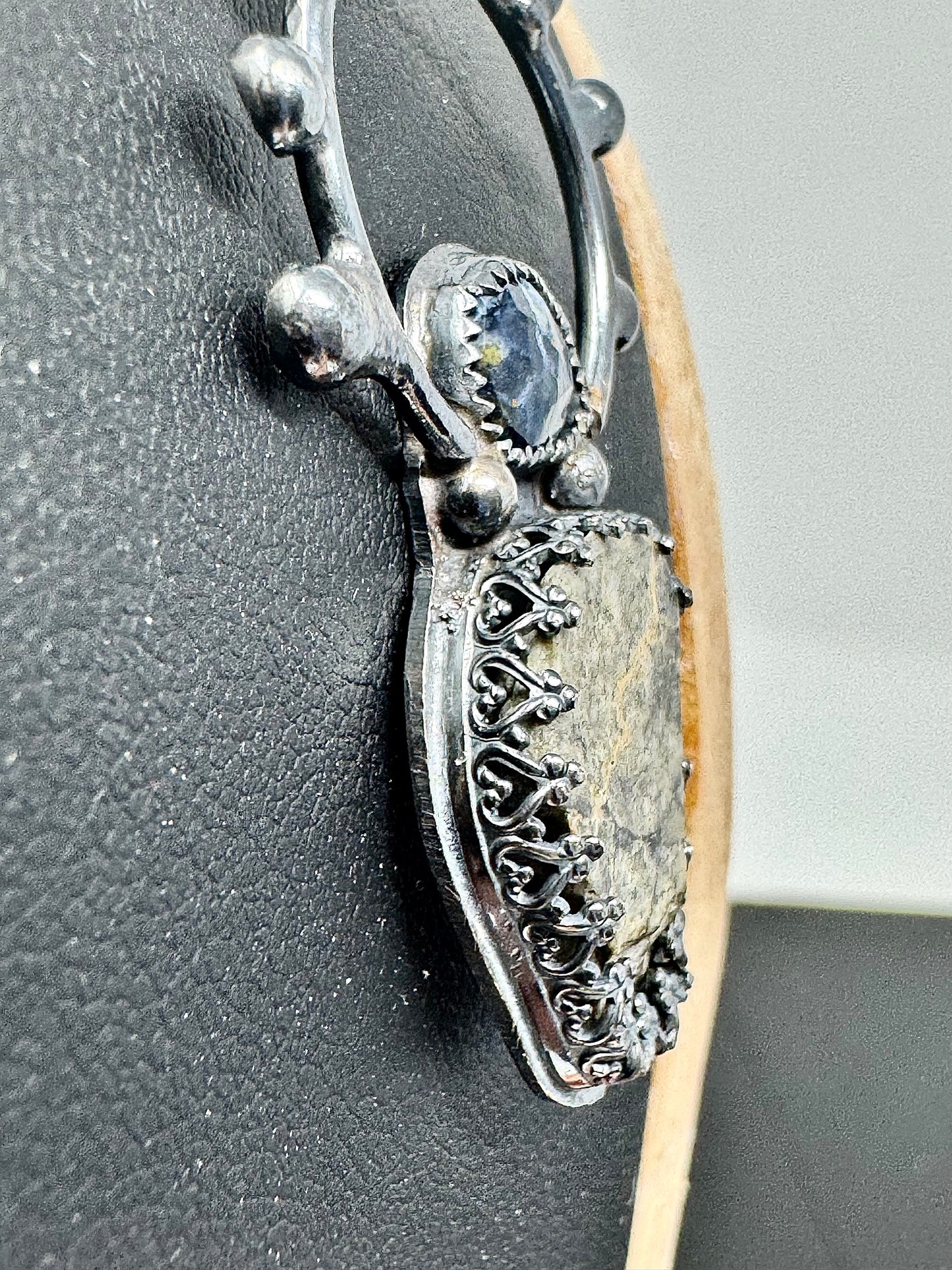Surface of the Moon Collection: Genuine Najir 005 Lunar Meteorite and Pietersite in .925 Silver Necklace - Handmade/One of a Kind w/ Lunar Moon Dust Infused Silver - Comes with COA