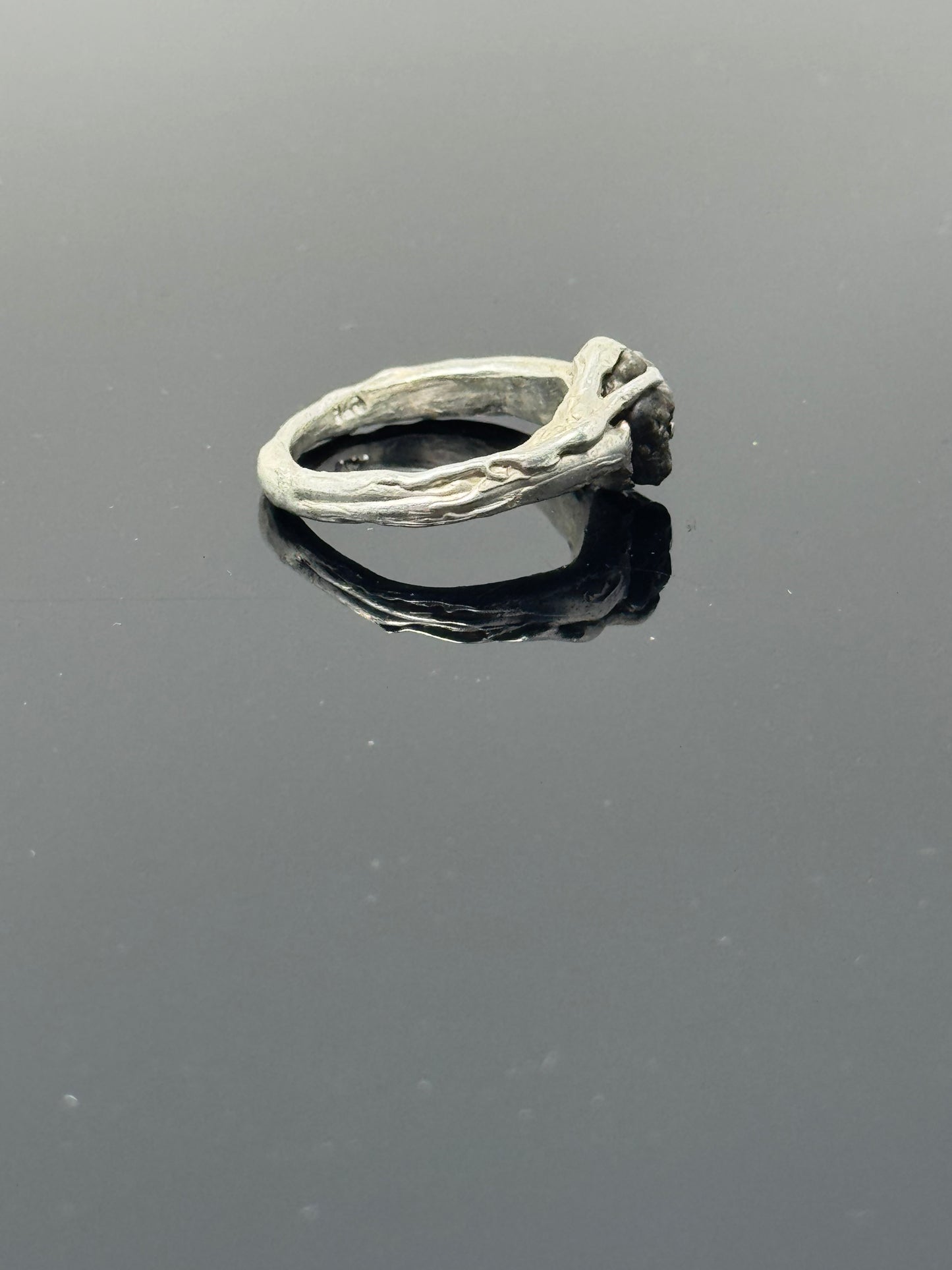 Handmade Silver Ring w/ Authentic Lunar Meteorite - Lunar Dust-Infused!  One of a Kind/Unisex
