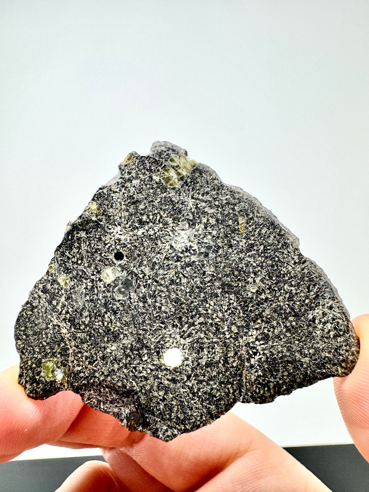NEA 120 Full Slice - A Rare, Vesicular Angrite Meteorite w/ Needle-Like Matrix And Translucent Crystals! 13.0g