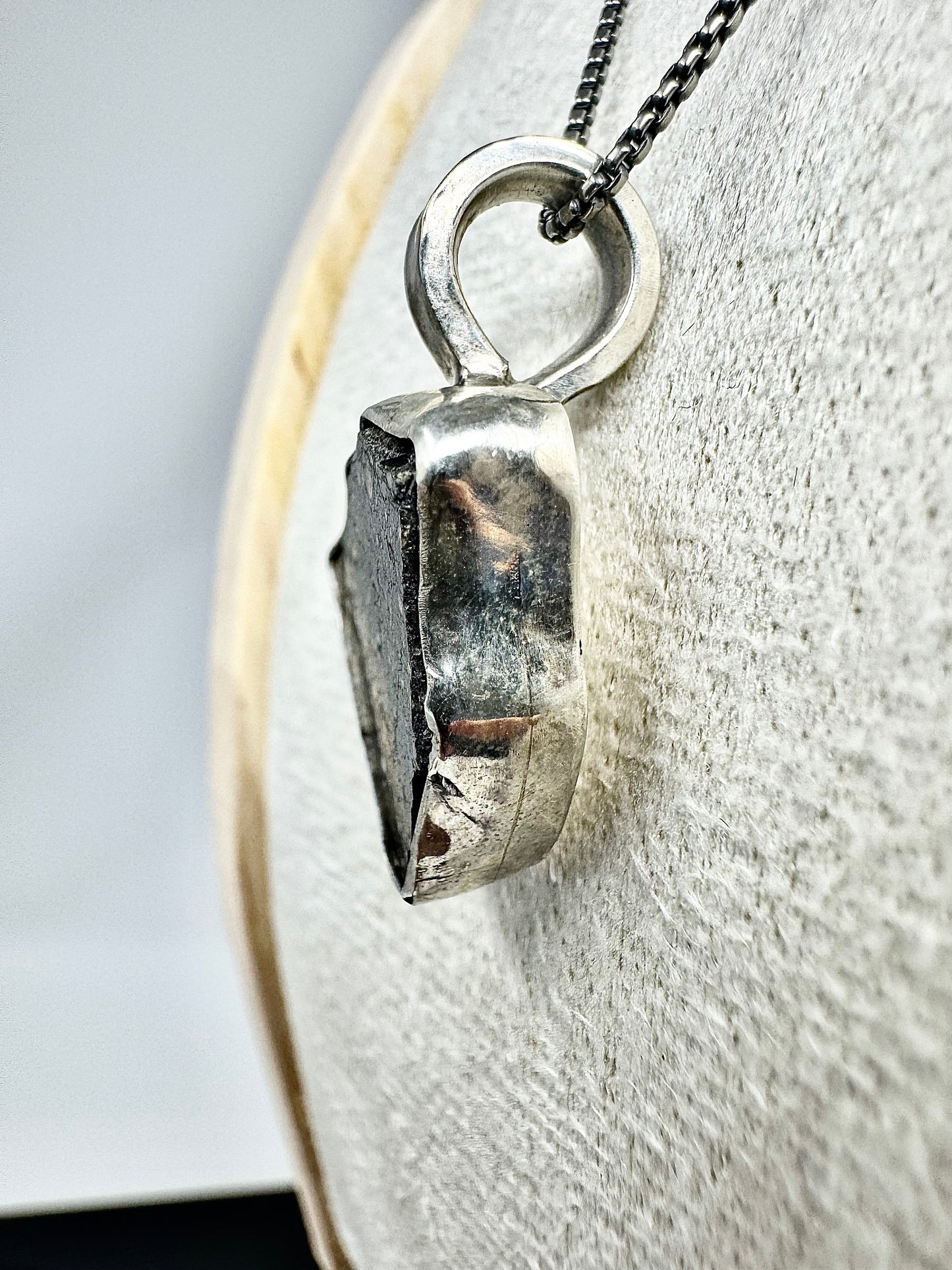 Surface of the Moon Collection: Diogenite Meteorite (Asteroid Vesta) - Silver .925 Necklace and Chain - Handmade - One of a Kind - Genuine Lunar/Moon Dust Mixed In Silver w/ COA