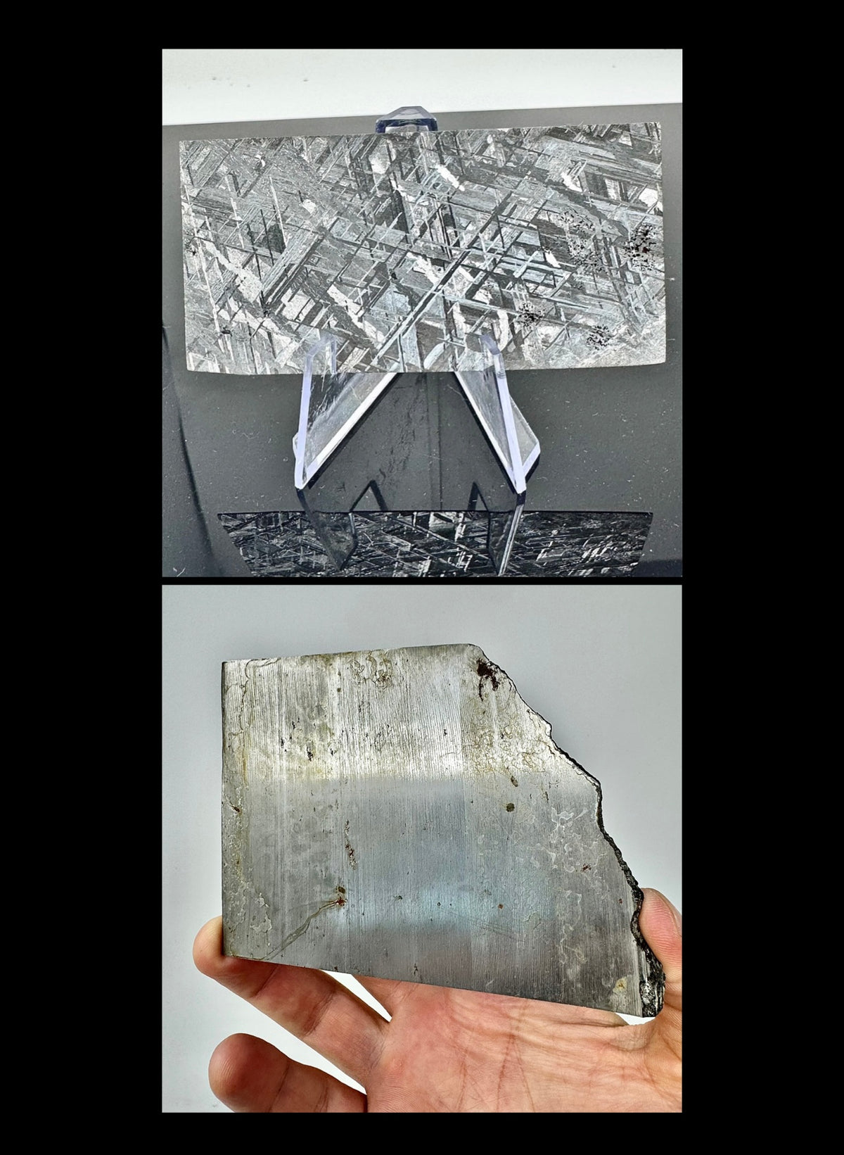 18.9g Gibeon Meteorite Wedged Slice + 22.4g Thin Iron Meteorite (No Etch) - From The Core Of An Asteroid!