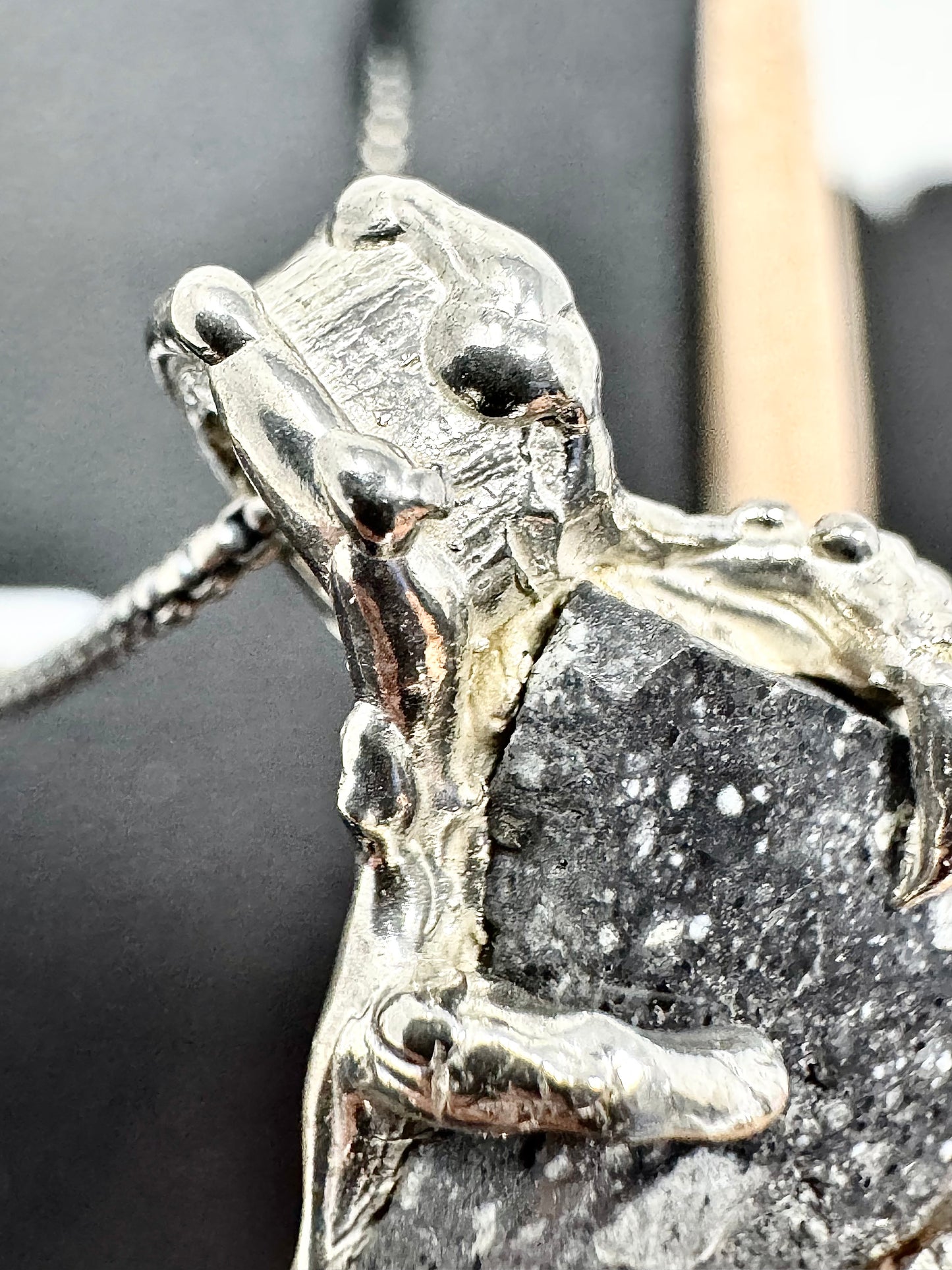 Surface of the Moon Collection: Genuine NWA 17679 Lunar Meteorite in .925 Silver Necklace - Handmade/One of a Kind w/ Lunar Moon Dust Infused Silver - Comes with COA